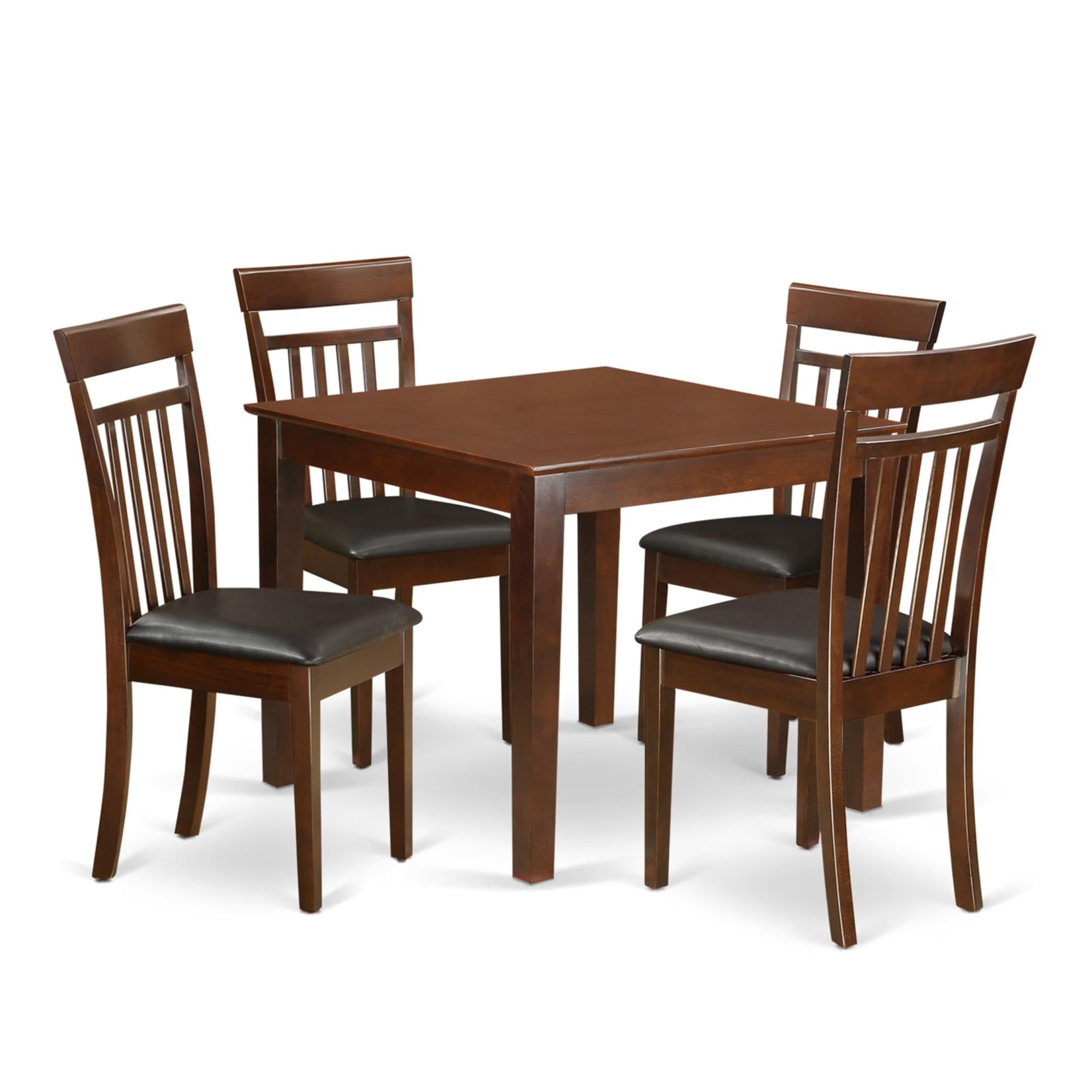 Casafoyer Oxca5-Mah-Lc 5 Piece Dining Room Table Set Includes A Square Wooden Table And 4 Faux Leather Kitchen Dining Chairs, 36X36 Inch, Mahogany