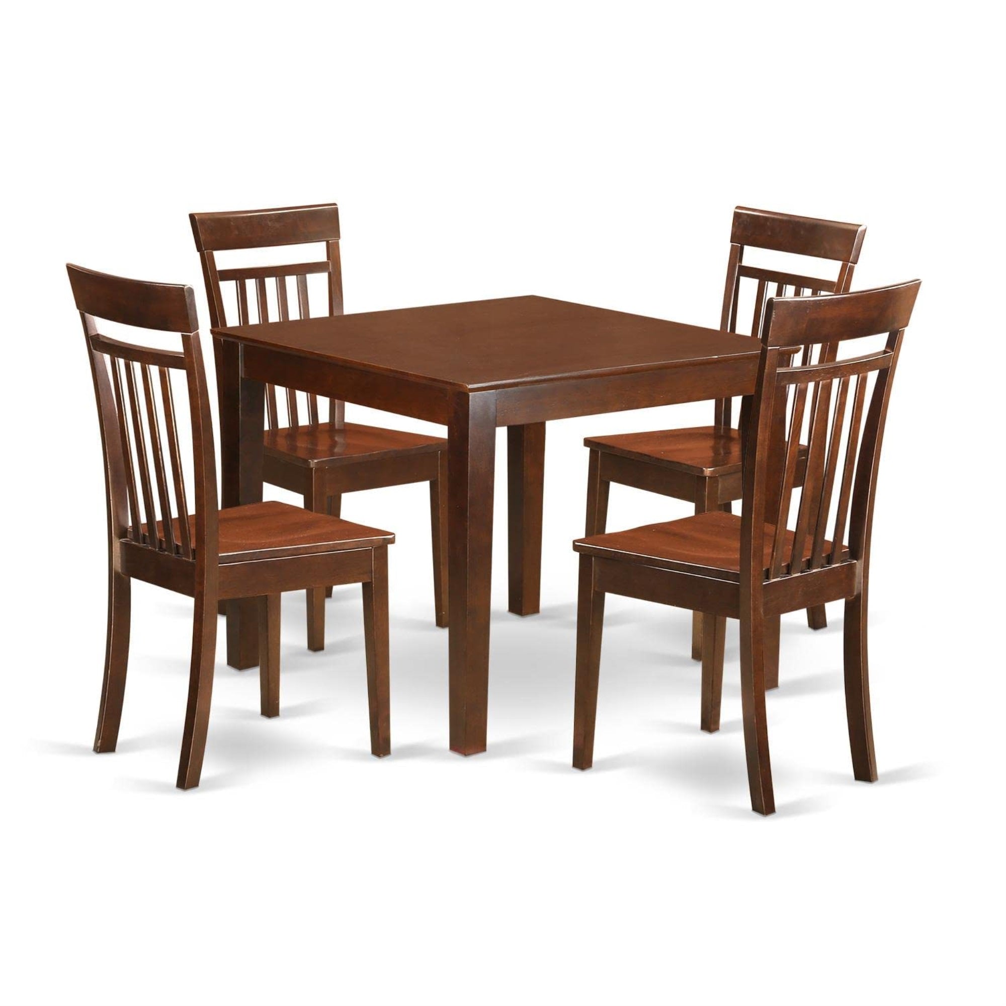 Casafoyer Oxca5-Mah-W 5 Piece Dining Room Furniture Set Includes A Square Dining Table And 4 Wood Seat Chairs, 36X36 Inch, Mahogany