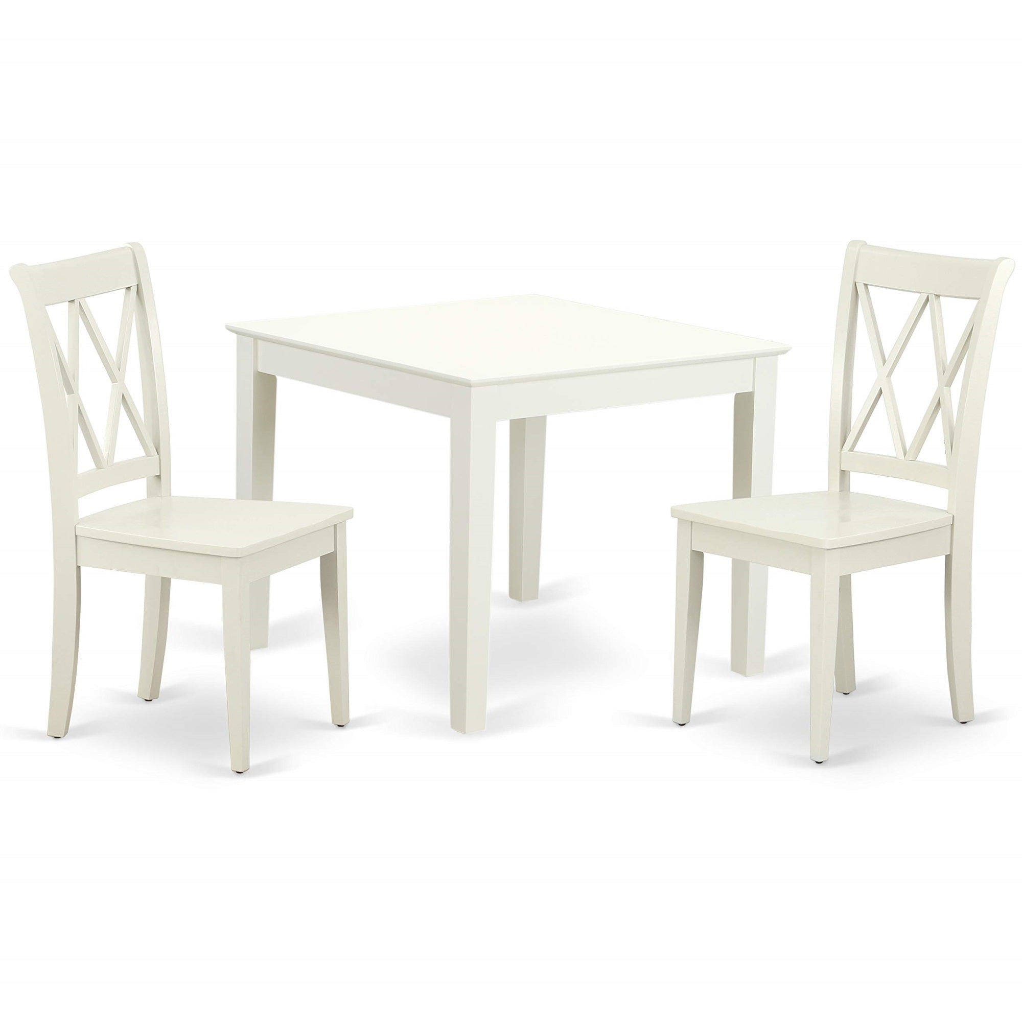 Casafoyer Oxcl3-Lwh-W 3 Piece Kitchen Table Set For Small Spaces Contains A Square Dining Table And 2 Dining Room Chairs, 36X36 Inch, Linen White