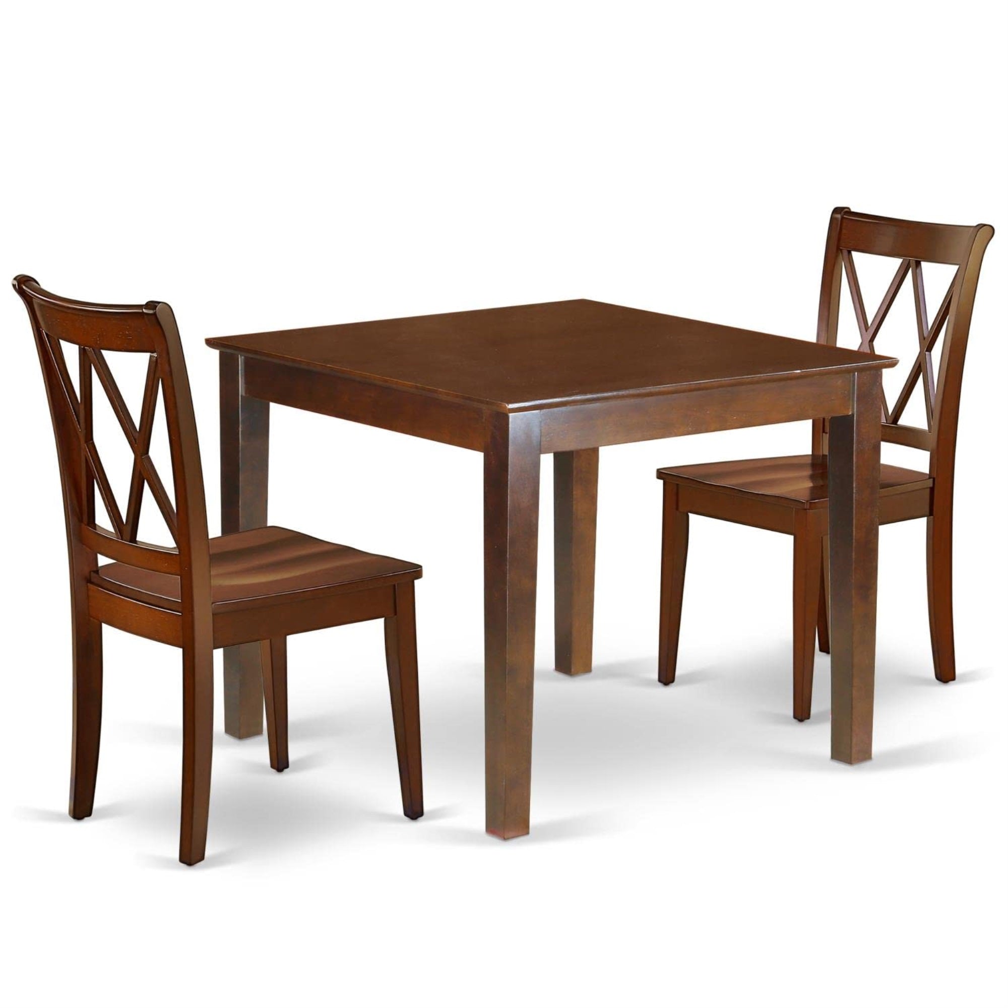 Casafoyer Oxcl3-Mah-W 3 Piece Modern Dining Table Set Contains A Square Wooden Table And 2 Dining Chairs, 36X36 Inch, Mahogany