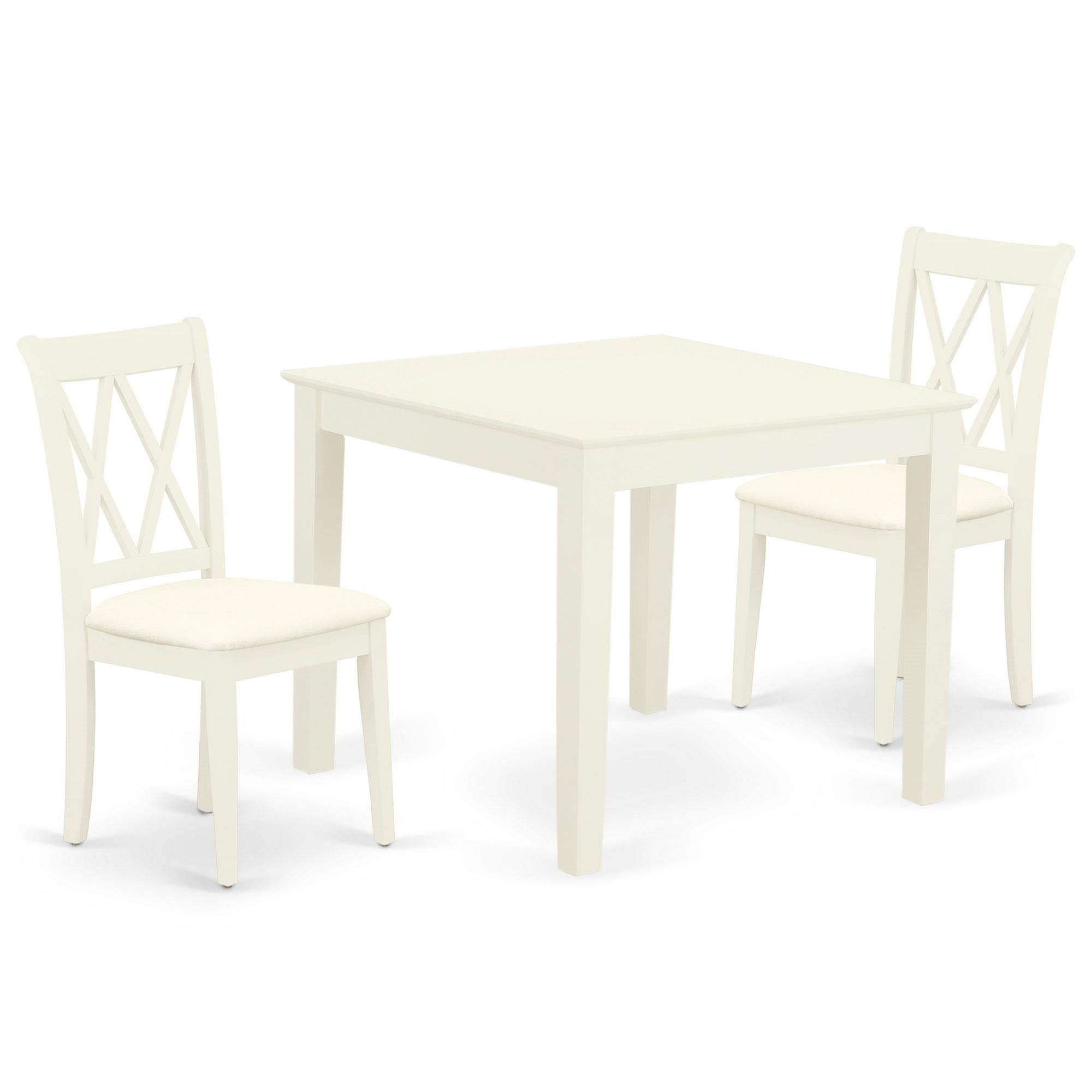 East West Furniture Oxcl3-Mah-W Oxford 3 Piece Modern Set Contains A Square Wooden Table And 2 Dining Chairs, 36X36 Inch