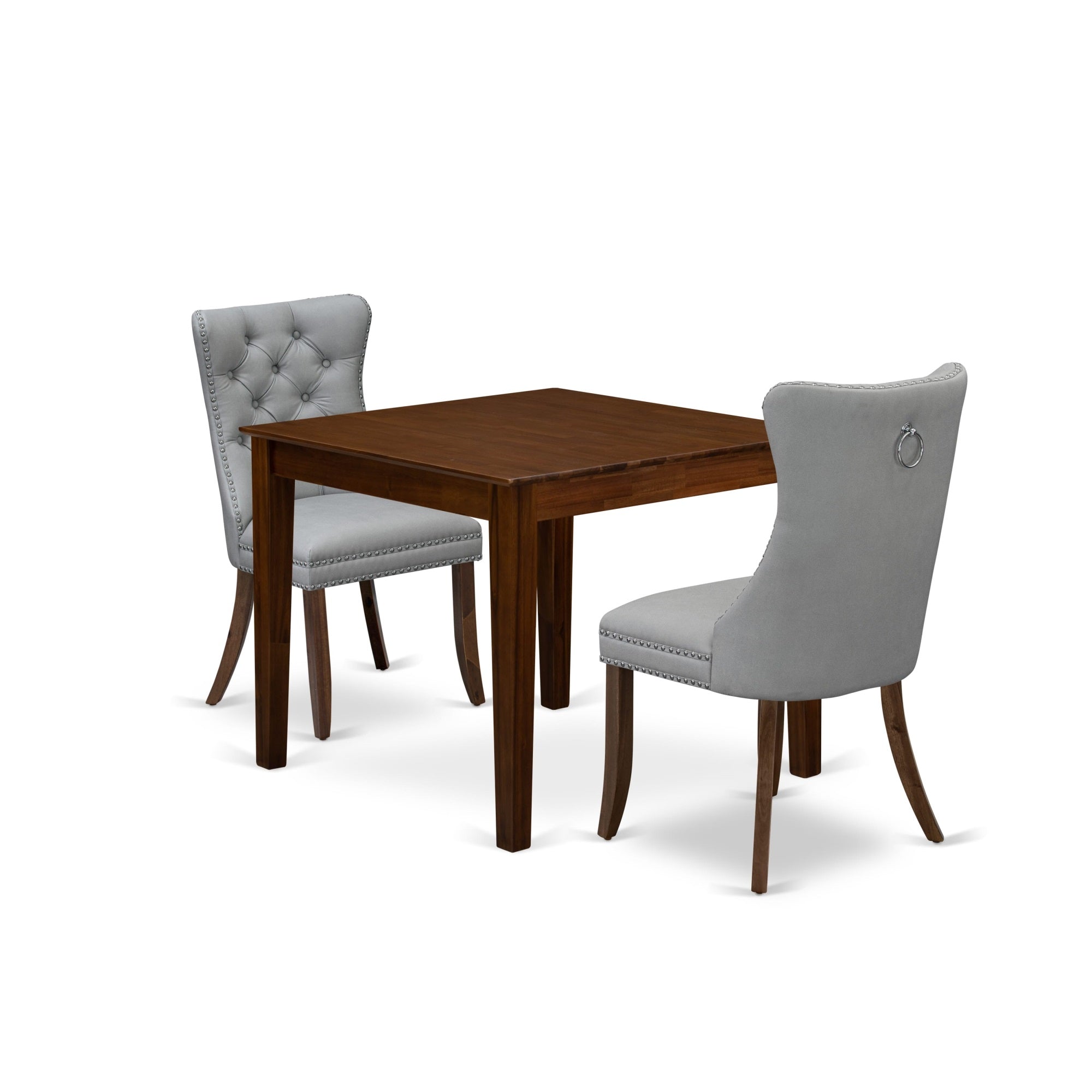 East West Furniture Oxda3-Awa-27 3 Piece Dining Set For Small Spaces Consists Of A Square Kitchen Table And 2 Parson Chairs, 36X36 Inch, Antique Walnut