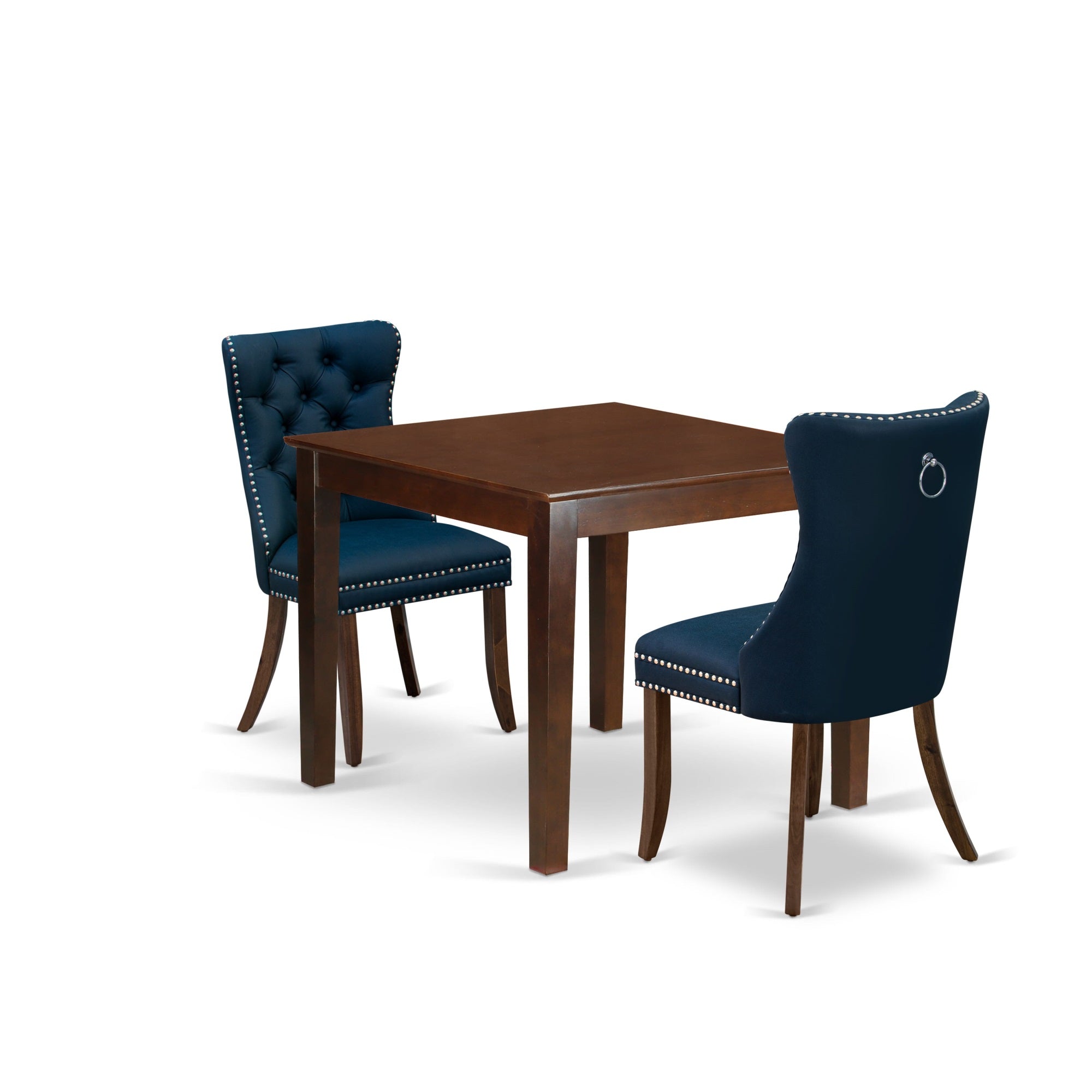 East West Furniture Oxda3-Awa-29 3 Piece Dinette Set For Small Spacesincludes A Square Dining Table And 2 Padded Chairs, 36X36 Inch, Antique Walnut
