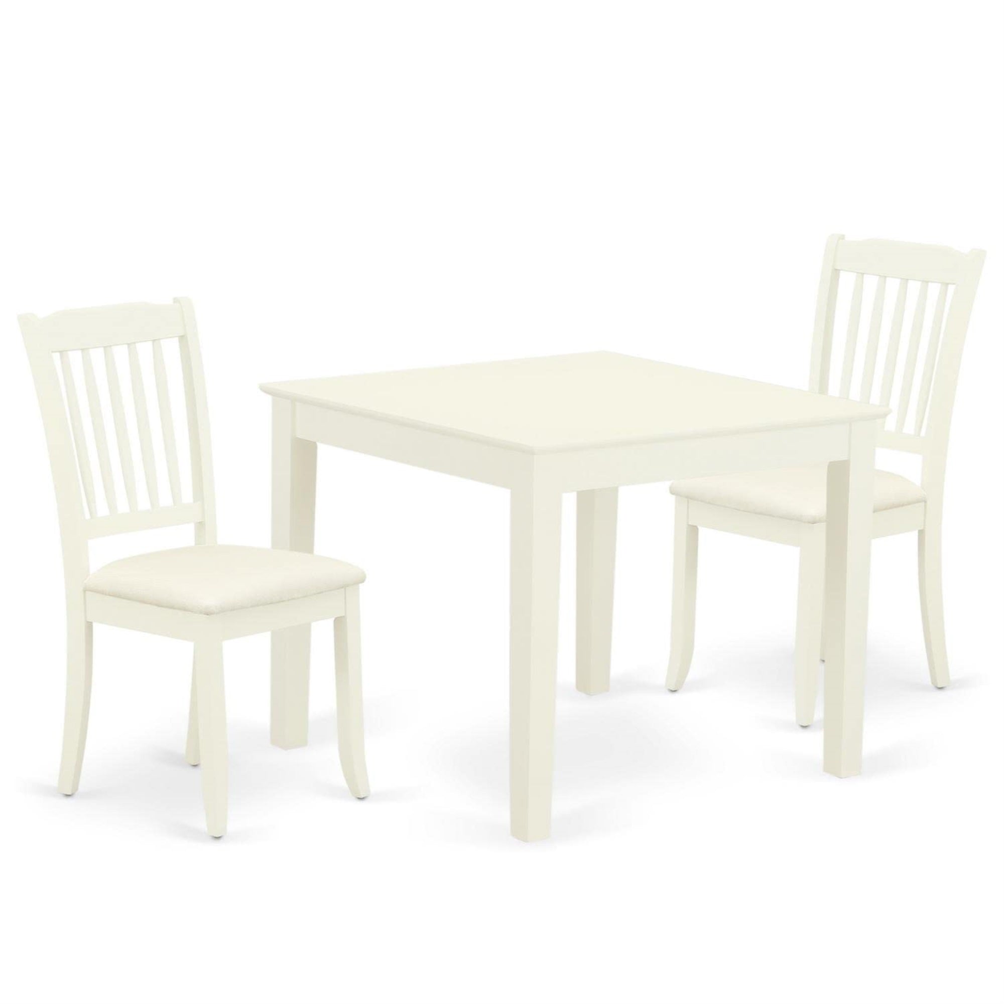 Casafoyer Oxda3-Lwh-C 3 Piece Dining Table Set For Small Spaces Contains A Square Dining Room Table And 2 Linen Fabric Upholstered Chairs, 36X36 Inch, Linen White