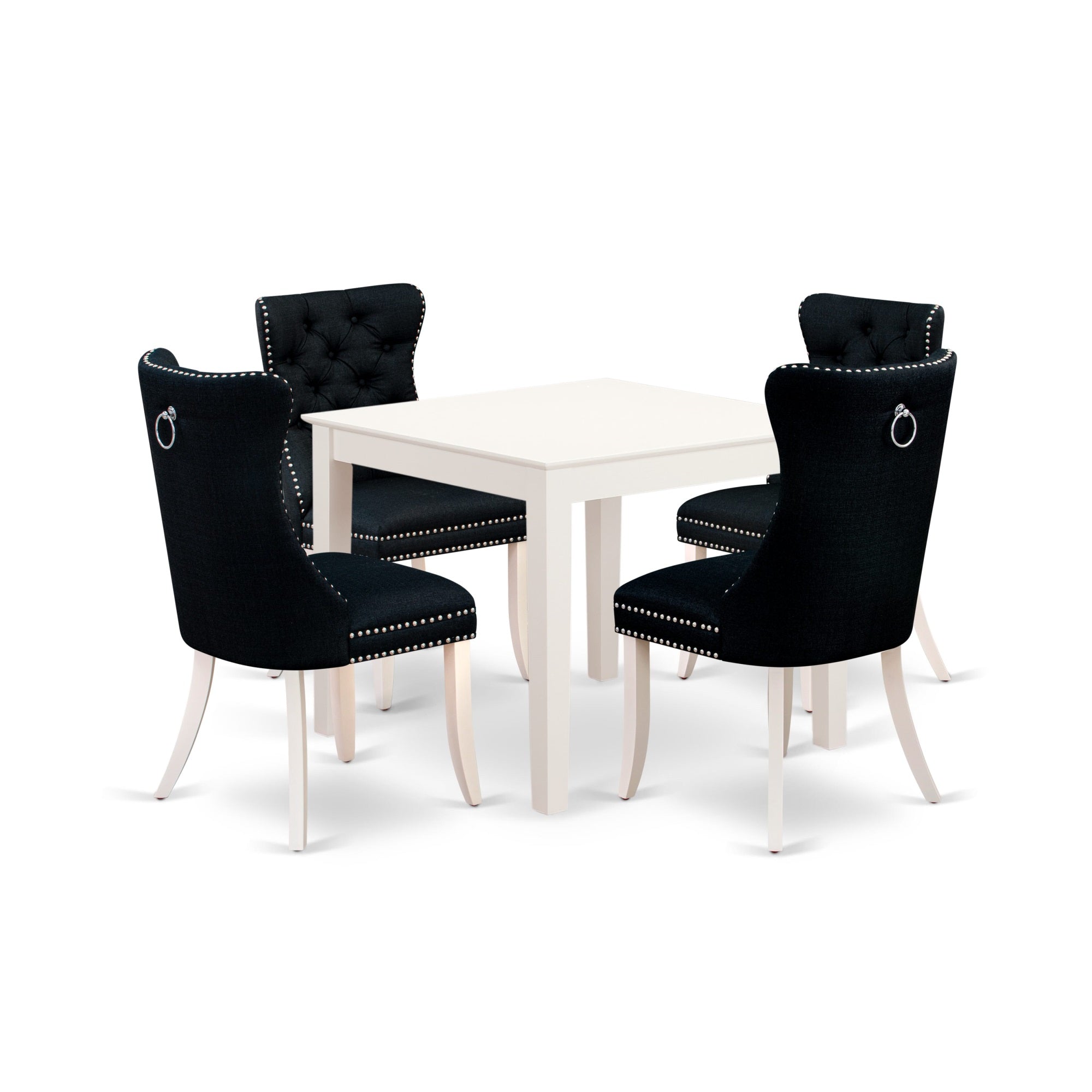 East West Furniture Oxda5-Lwh-24 5 Piece Dining Room Furniture Set Consists Of A Square Kitchen Table And 4 Upholstered Parson Chairs, 36X36 Inch, Linen White