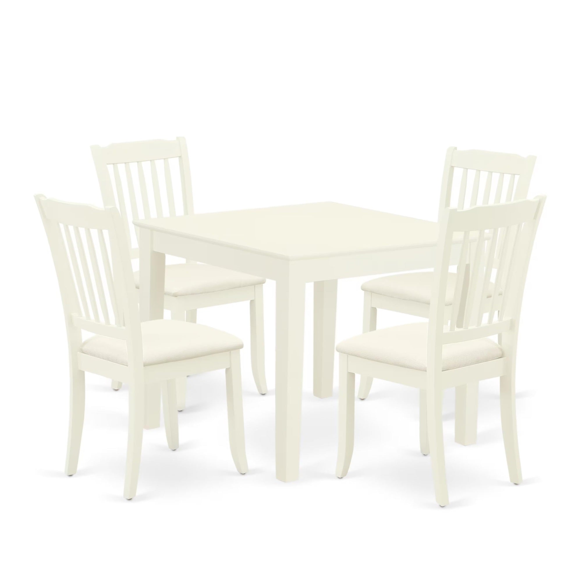 Casafoyer Oxda5-Lwh-C 5 Piece Dining Set Includes A Square Solid Wood Table And 4 Linen Fabric Kitchen Room Chairs, 36X36 Inch, Linen White