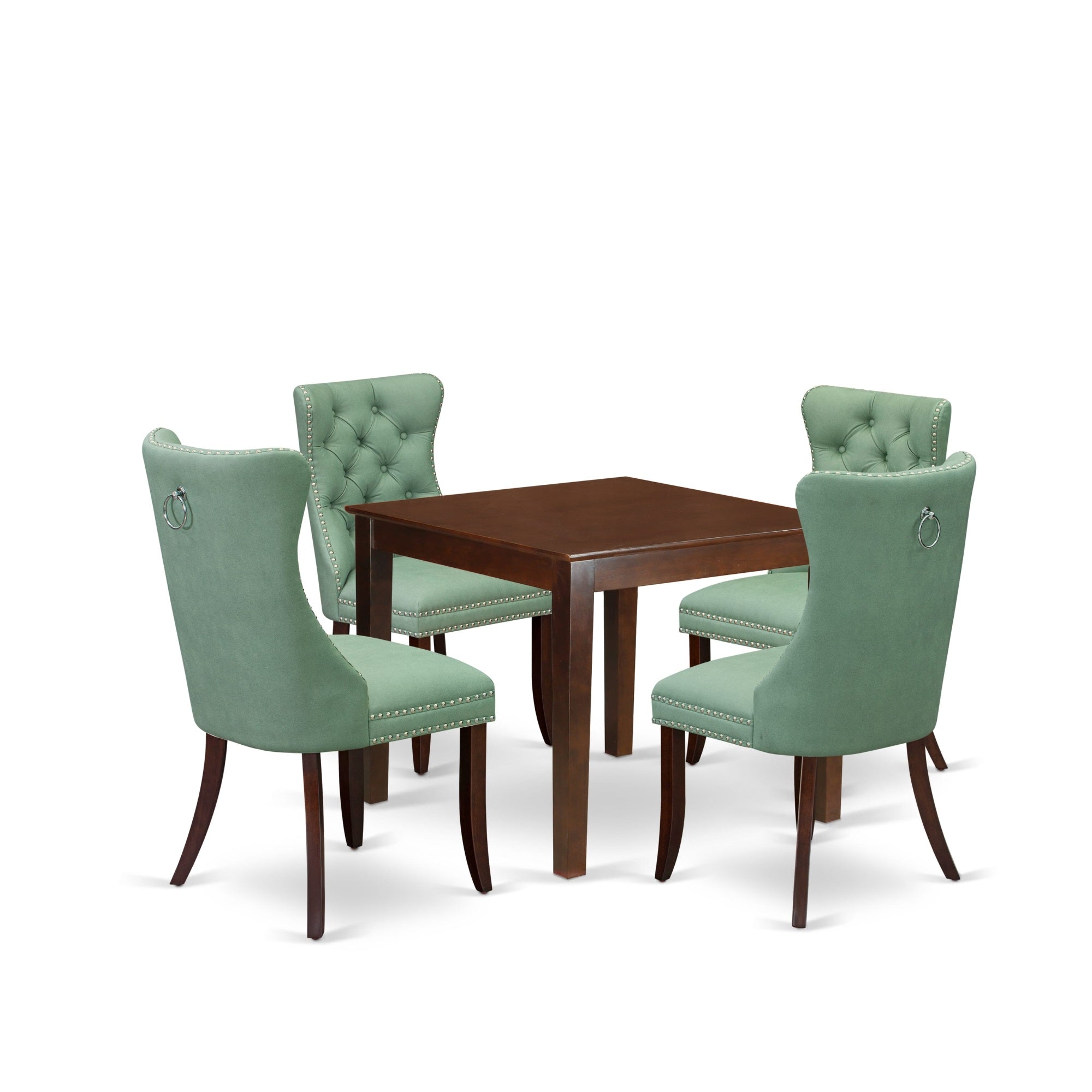 East West Furniture Oxda5-Mah-22 5 Piece Dining Table Set For Small Spaces Consists Of A Square Kitchen Table And 4 Parson Chairs, 36X36 Inch, Mahogany