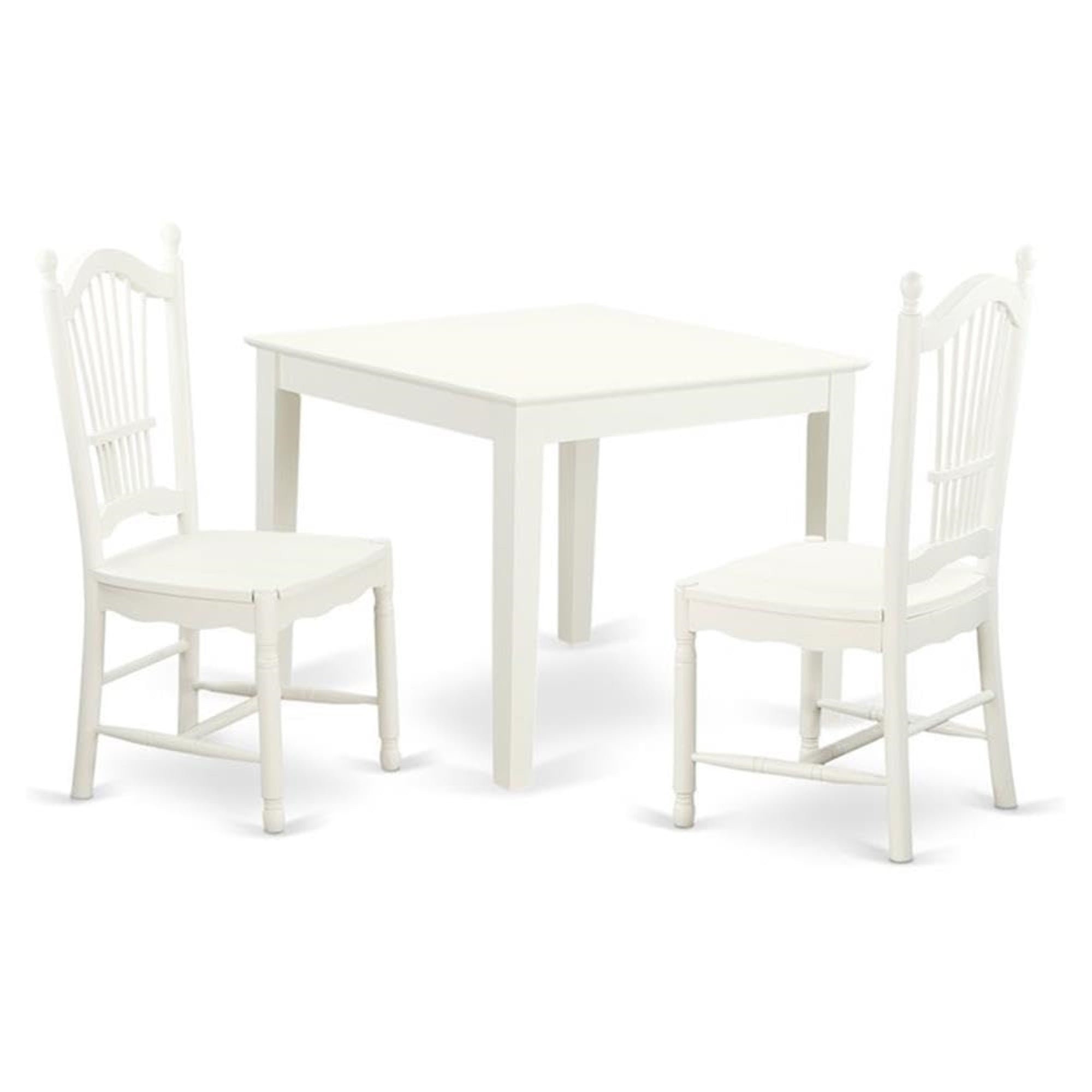 Casafoyer Oxdo3-Lwh-W 3 Piece Kitchen Table Set For Small Spaces Contains A Square Dining Room Table And 2 Dining Chairs, 36X36 Inch, Linen White