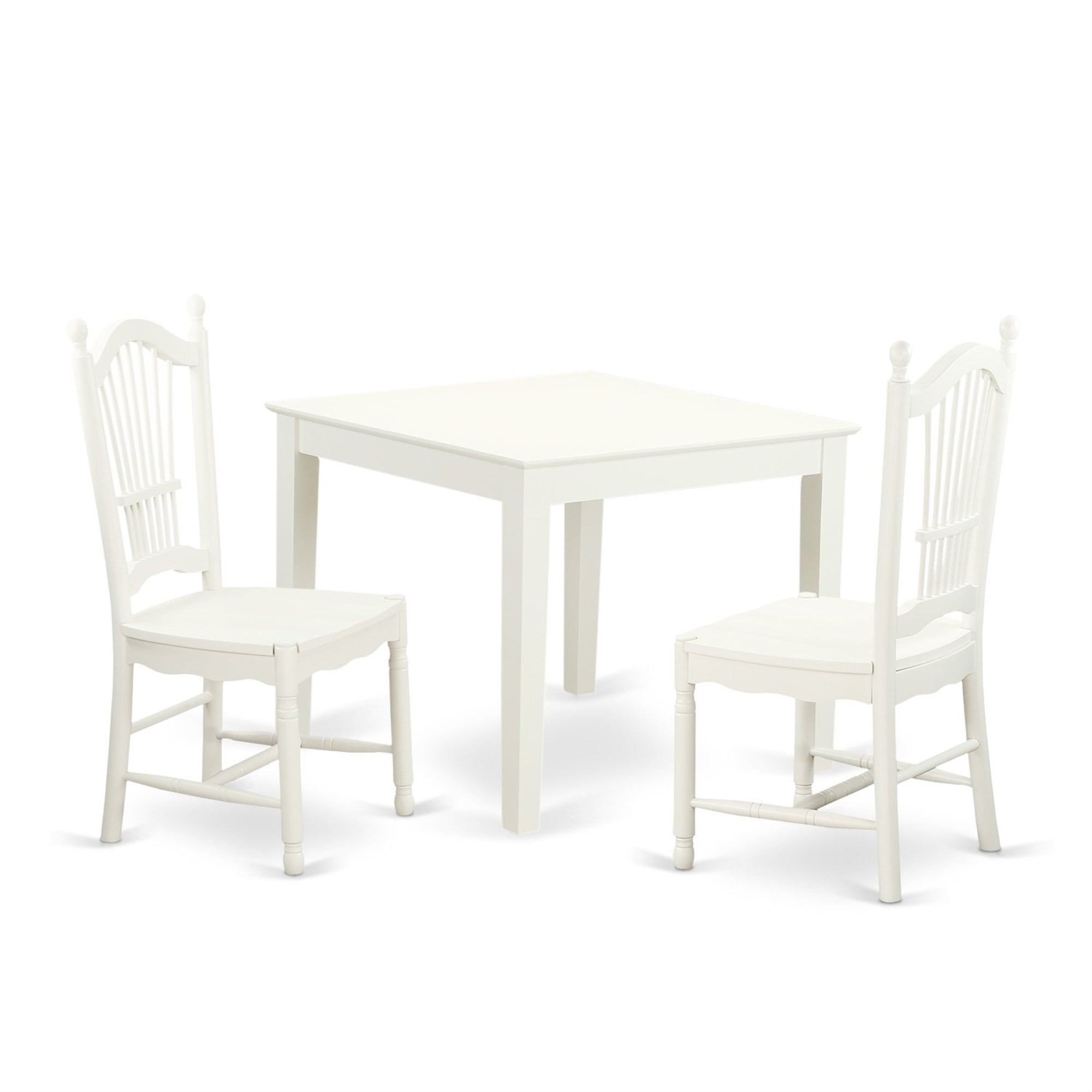 East West Furniture Oxdo3-Lwh-W Oxford 3 Piece Kitchen Set For Small Spaces Contains A Square Room Table And 2 Dining Chairs, 36X36 Inch