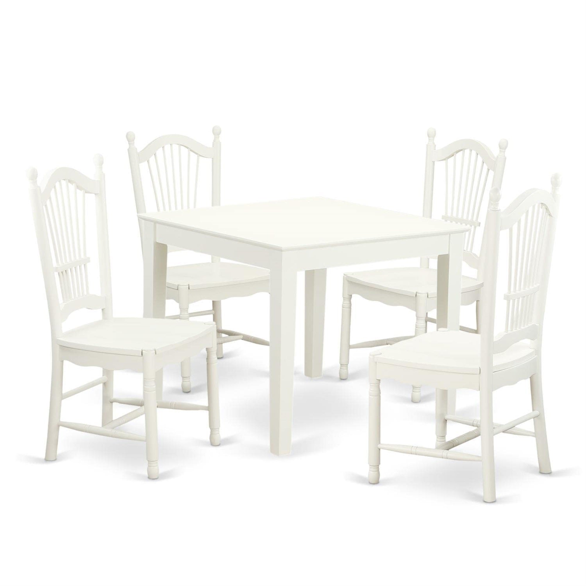 Casafoyer Oxdo5-Lwh-W 5 Piece Dining Room Table Set Includes A Square Kitchen Table And 4 Dining Chairs, 36X36 Inch, Linen White
