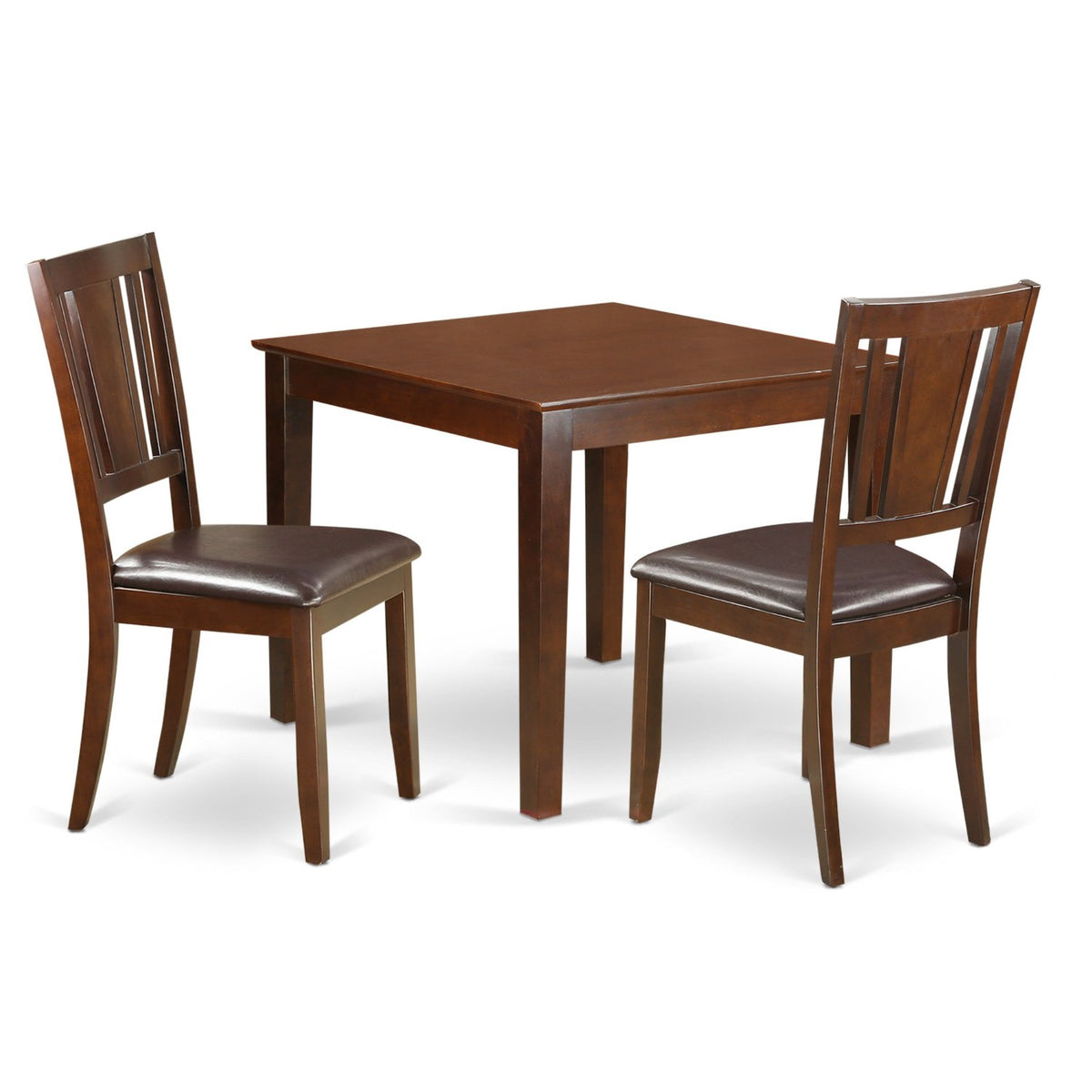 East West Furniture Oxdu3-Mah-Lc Oxford 3 Piece Set For Small Spaces Contains A Square Dining Room Table And 2 Faux Leather Upholstered Chairs, 36X36 Inch