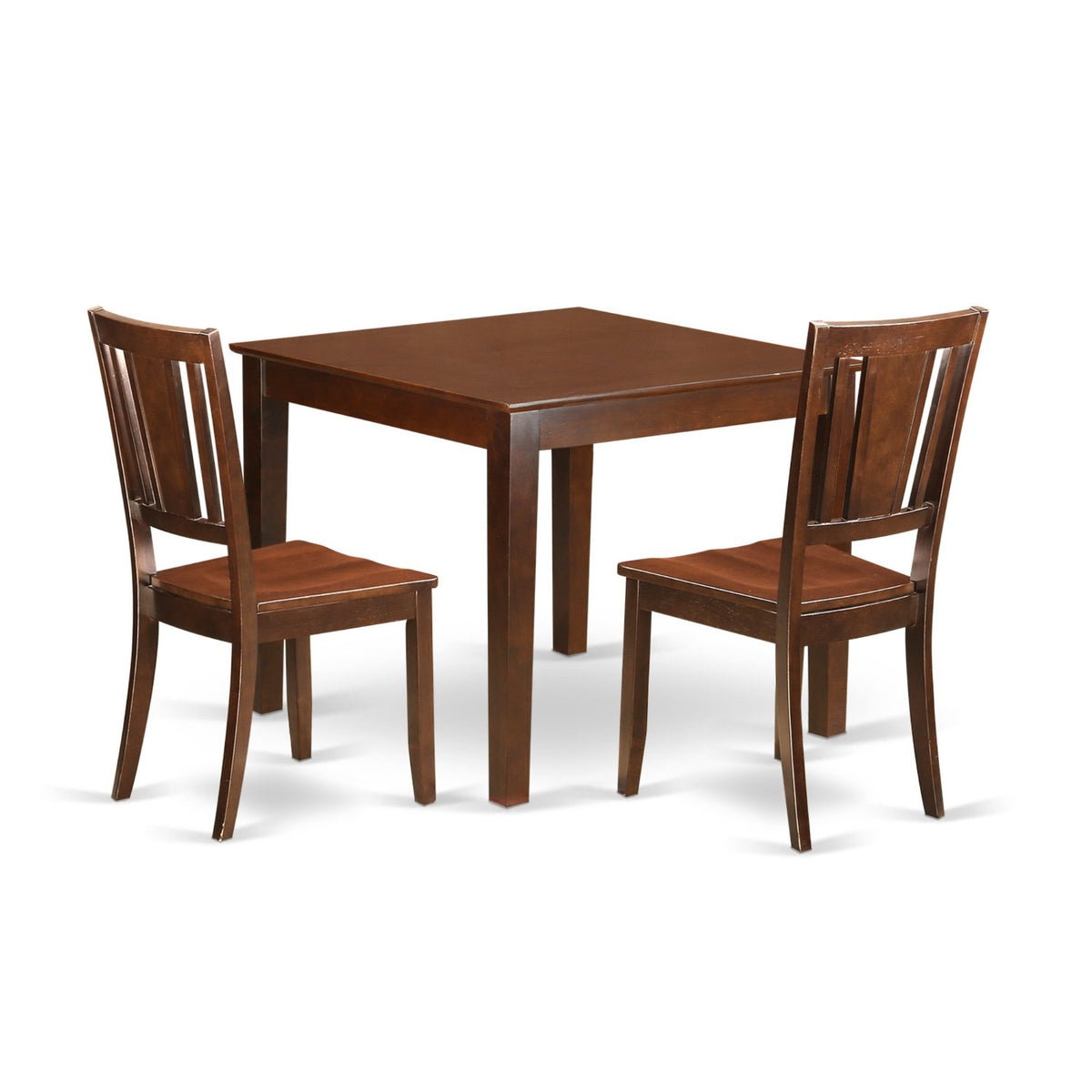 East West Furniture Oxdu3-Mah-W Oxford 3 Piece Set Contains A Square Dining Room Table And 2 Kitchen Chairs, 36X36 Inch
