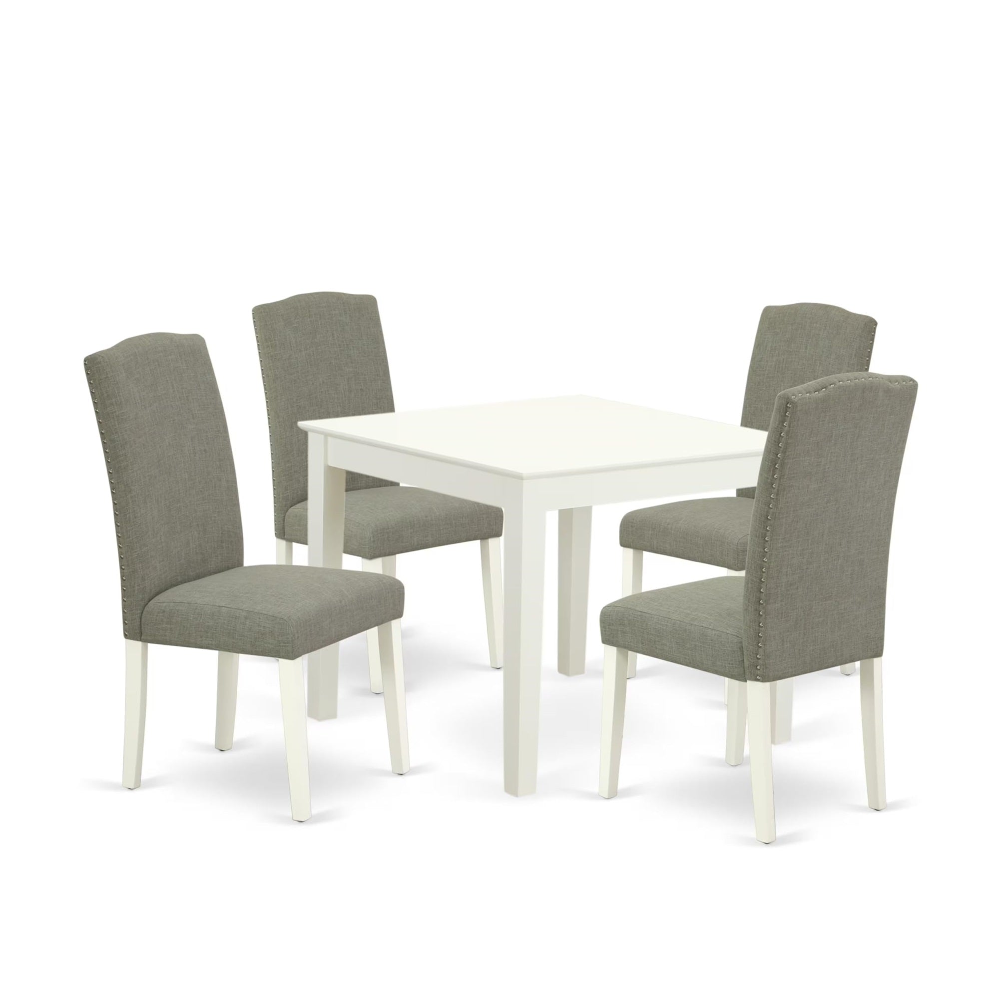 Casafoyer Oxen5-Lwh-06 Oxford 5 Piece Modern Dining Set Includes A Square Wooden Table And 4 Dark Shitake Linen Fabric Upholstered Parson Chairs, 36X36 Inch