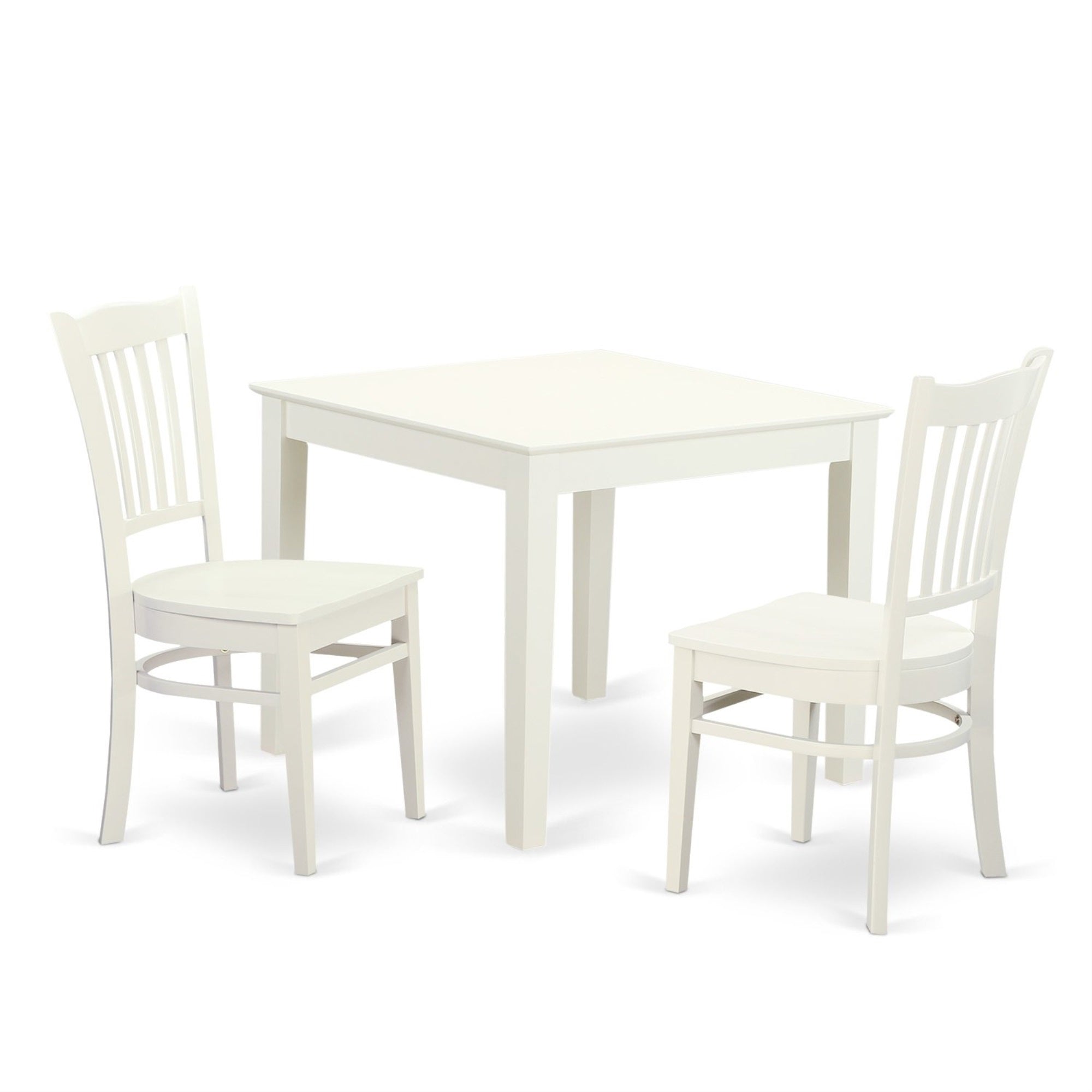 Casafoyer Oxgr3-Lwh-W 3 Piece Modern Dining Table Set Contains A Square Wooden Table And 2 Dining Room Chairs, 36X36 Inch, Linen White