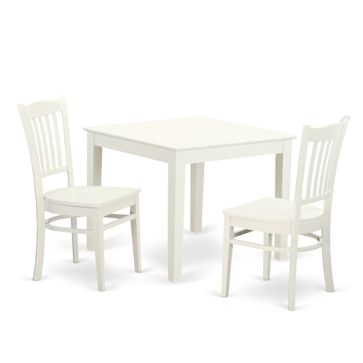 East West Furniture Oxgr3-Lwh-W Oxford 3 Piece Modern Set Contains A Square Wooden Table And 2 Dining Room Chairs, 36X36 Inch
