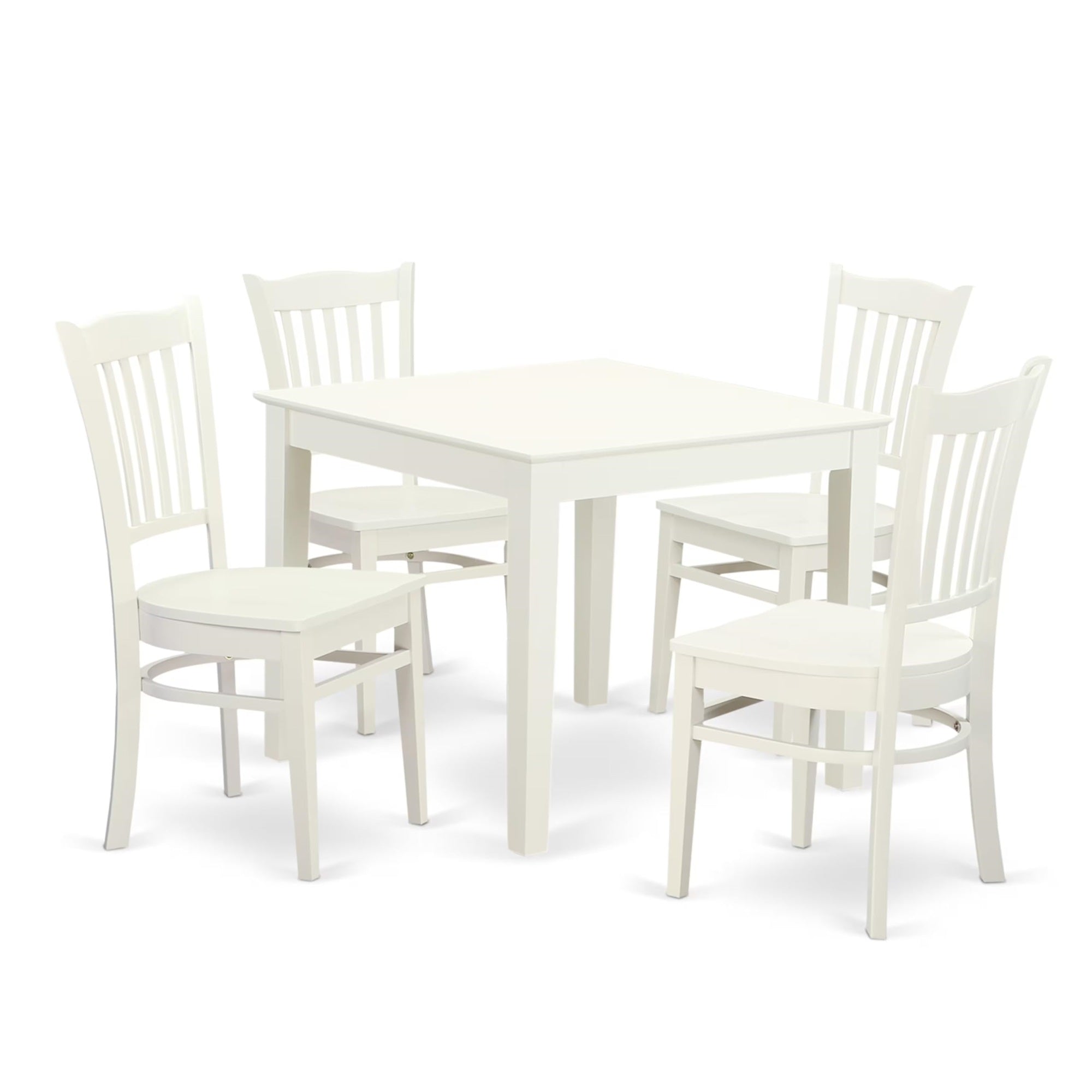 Casafoyer Oxgr5-Lwh-W 5 Piece Dining Room Furniture Set Includes A Square Kitchen Table And 4 Dining Chairs, 36X36 Inch, Linen White