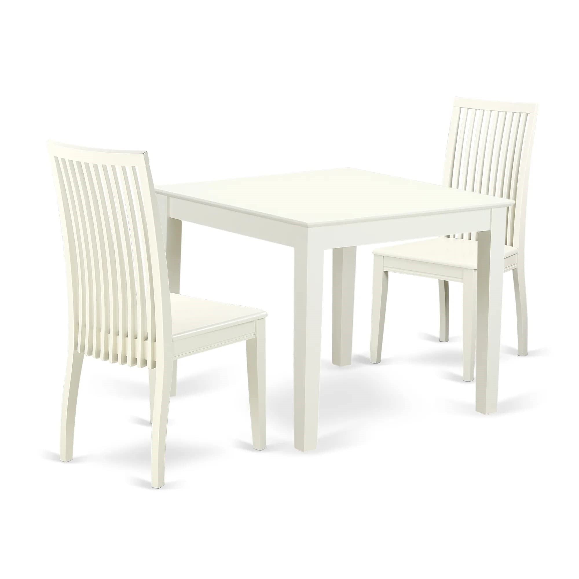 Casafoyer Oxip3-Lwh-W 3 Piece Dinette Set For Small Spaces Contains A Square Dining Table And 2 Dining Room Chairs, 36X36 Inch, Linen White