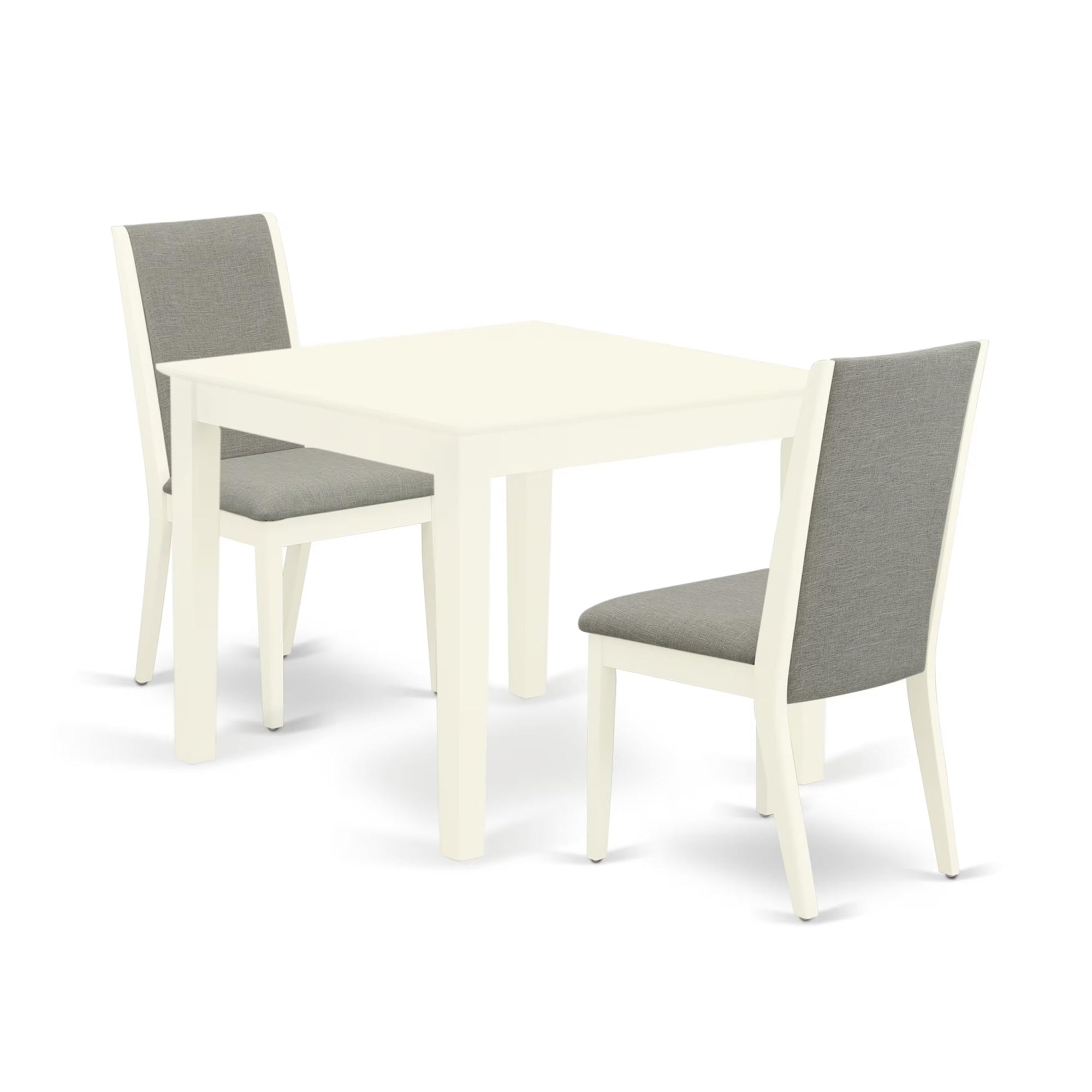 Casafoyer Oxla3-Lwh-06 3 Piece Dining Room Furniture Set Contains A Square Dining Table And 2 Shitake Linen Fabric Upholstered Chairs, 36X36 Inch, Linen White