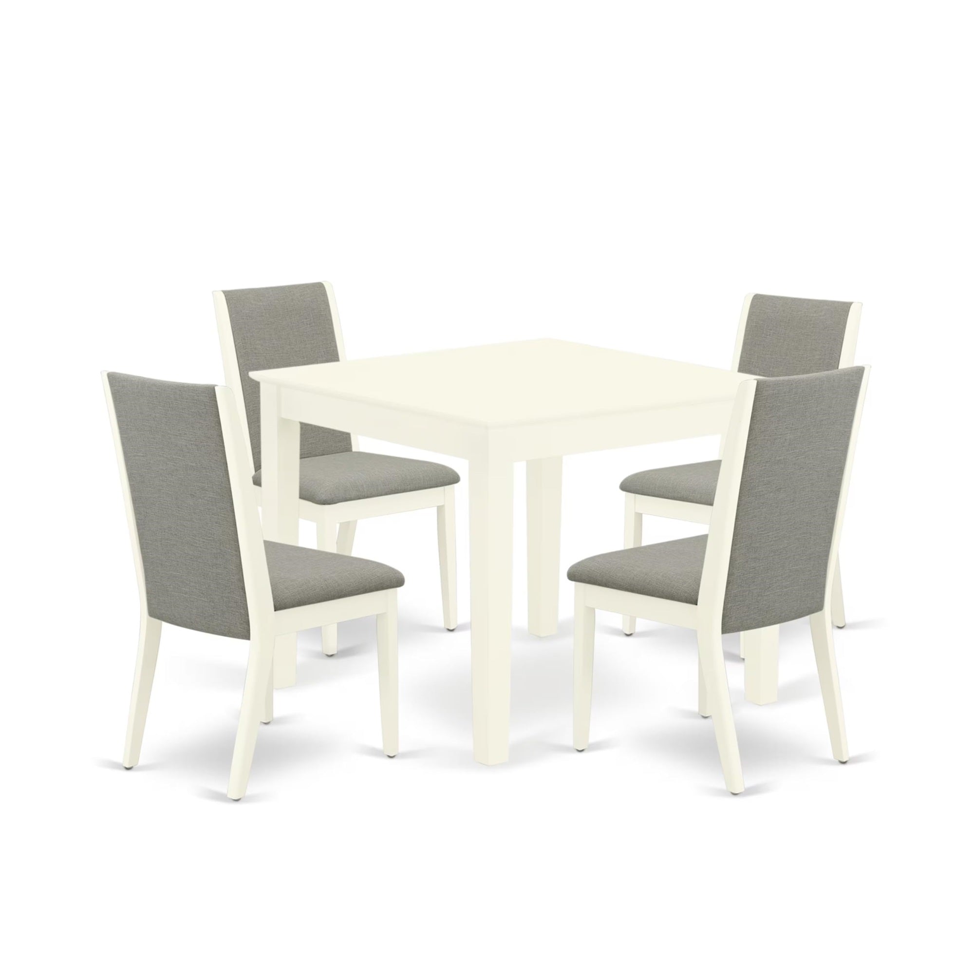 Casafoyer Oxford 5 Piece Dinette Set For 4 Includes A Square Table And 4 Shitake Linen Fabric Parson Dining Room Chairs, 36X36 Inch, Oxla5-Lwh-06