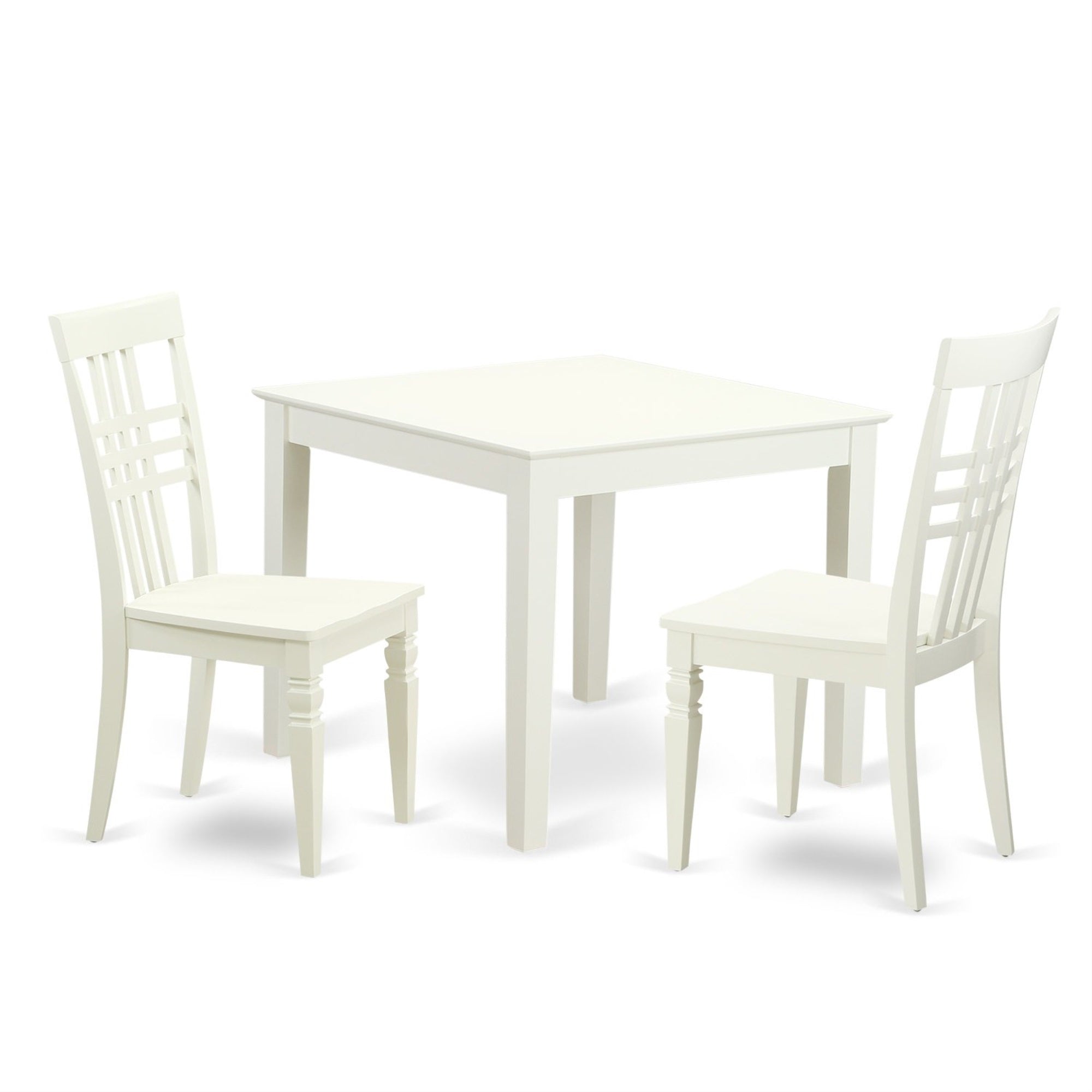 East West Furniture Oxlg3-Lwh-W 3 Piece Set Contains A Square Dinner Table And 2 Kitchen Dining Chairs