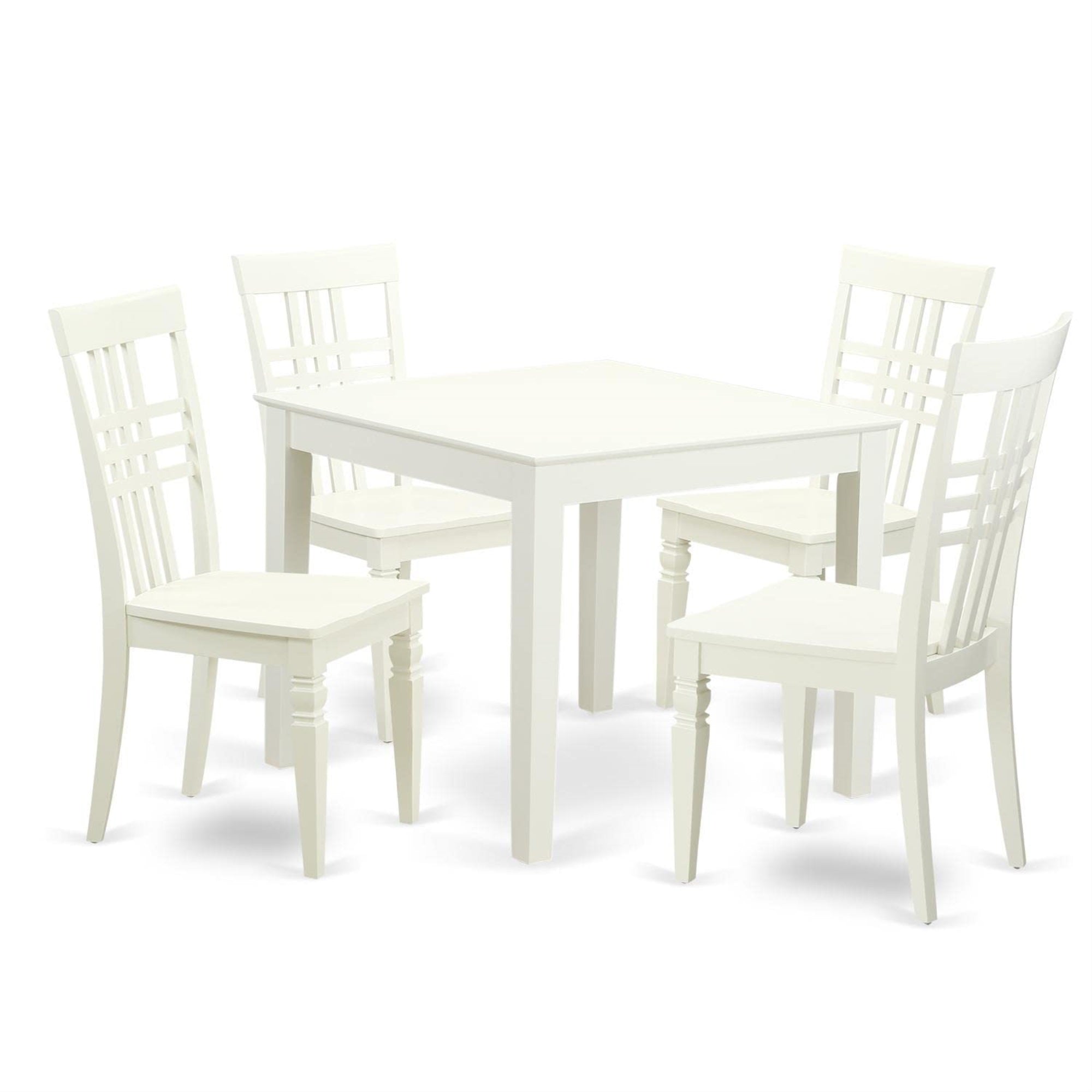 Casafoyer Oxlg5-Lwh-W 5 Piece Room Set Includes A Square Kitchen Table And 4 Dining Chairs, 36X36 Inch