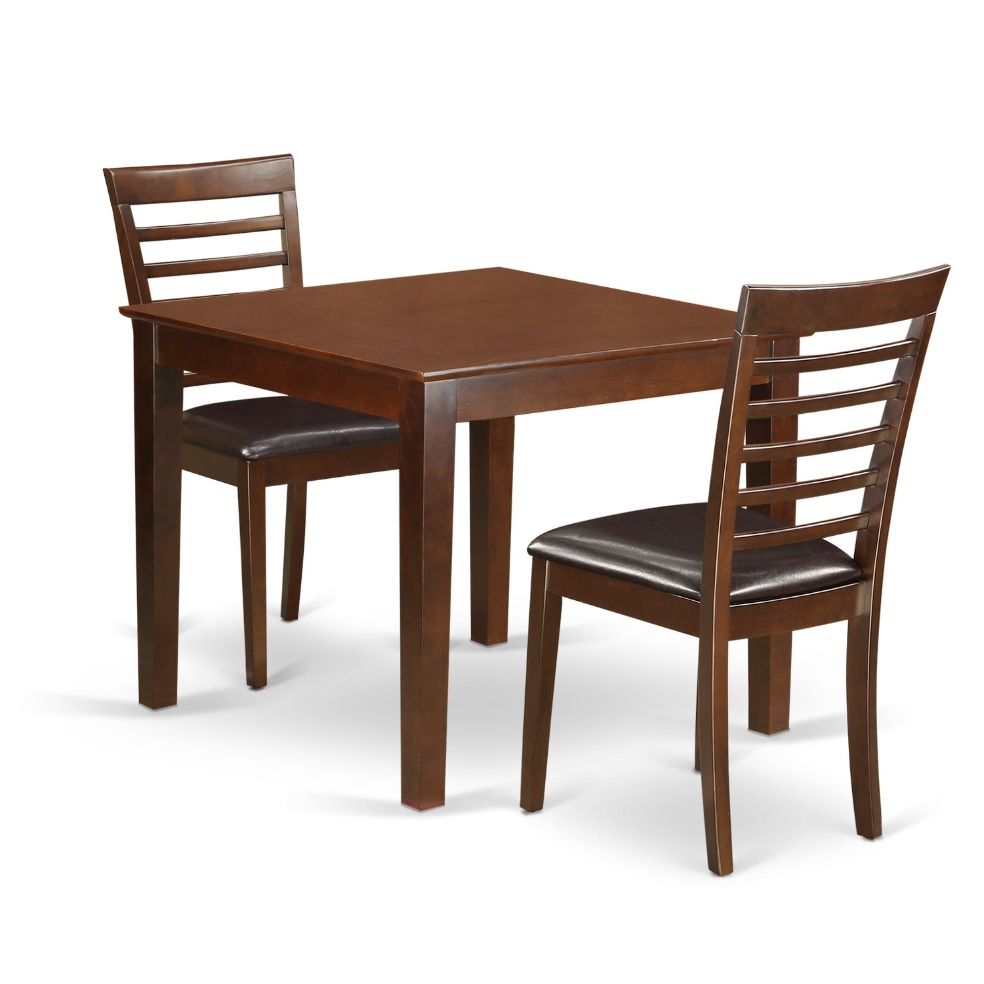 Casafoyer Oxml3-Mah-Lc 3 Piece Dining Room Table Set Contains A Square Kitchen Table And 2 Faux Leather Upholstered Dining Chairs, 36X36 Inch, Mahogany