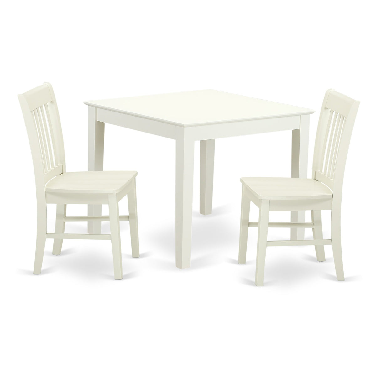 East West Furniture Oxno3-Lwh-W 3 Piece Room Furniture Set Contains A Square Kitchen Table And 2 Dining Chairs, 36X36 Inch