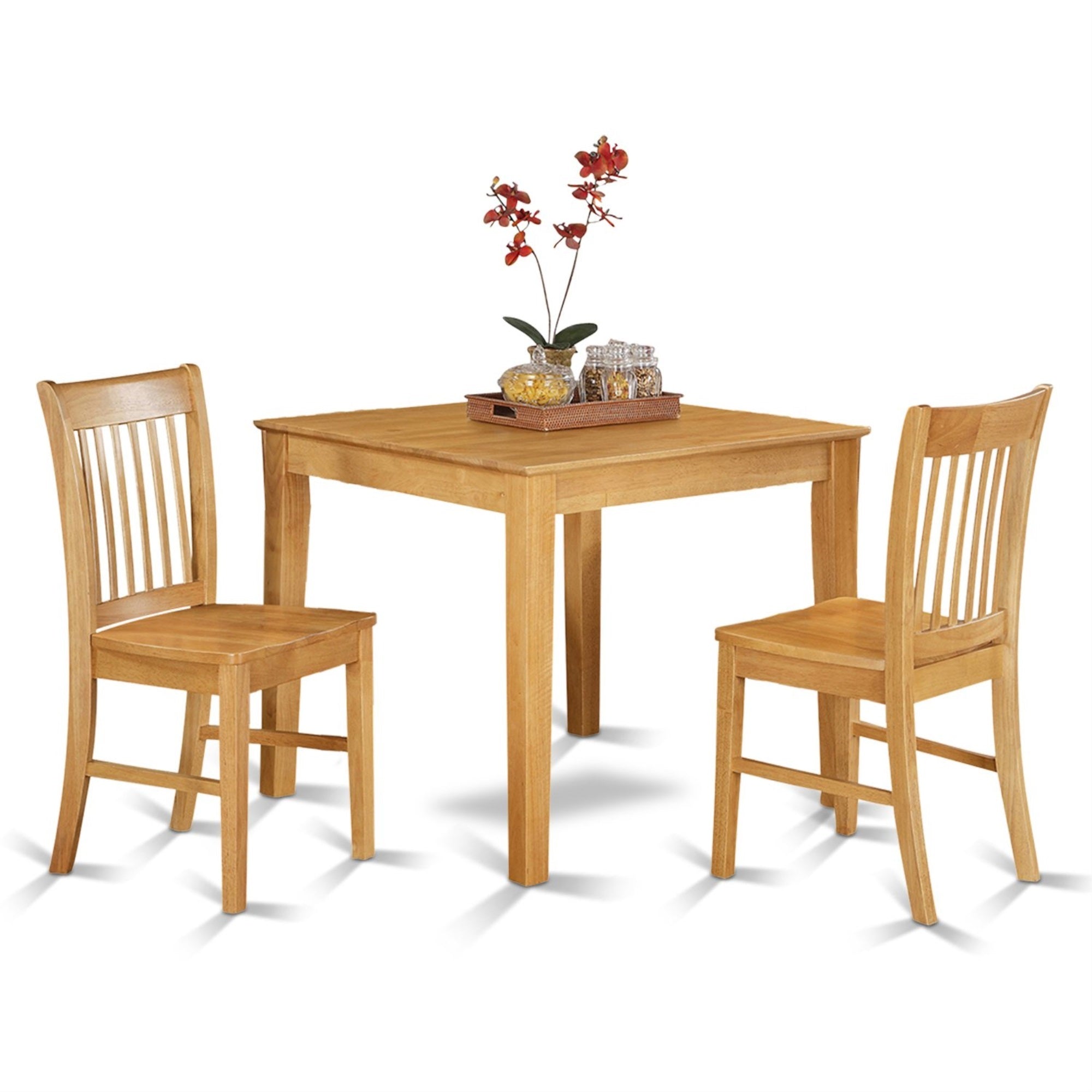 Casafoyer Oxford 3 Piece Kitchen Set Contains A Square Table And 2 Dining Room Chairs, 36X36 Inch, Oxno3-Oak-W