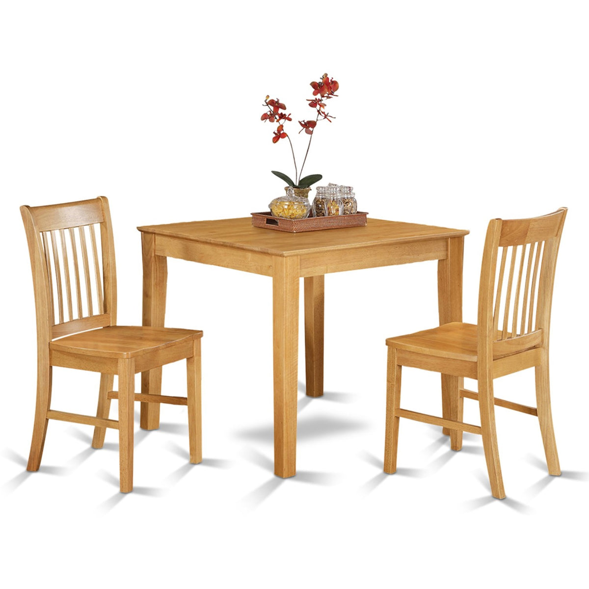 East West Furniture Oxno3-Oak-W 3 Piece Kitchen Set Contains A Square Table And 2 Dining Room Chairs, 36X36 Inch