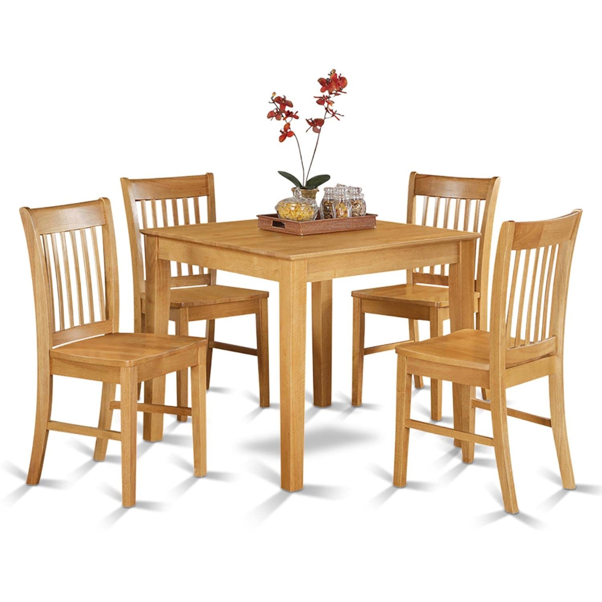Casafoyer Oxford 5 Piece Room Set Includes A Square Kitchen Table And 4 Dining Chairs, 36X36 Inch, Oxno5-Oak-W