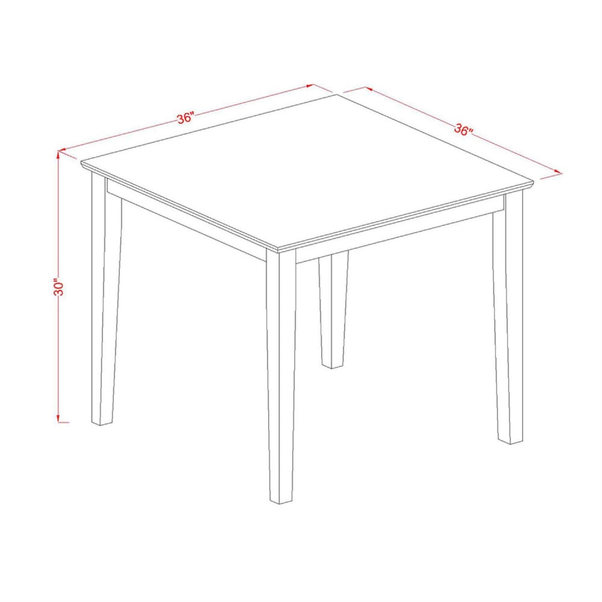 East West Furniture Oxt-Oak-T Square Modern Kitchen Table For Small Spaces, 36 In X 36 In X 30