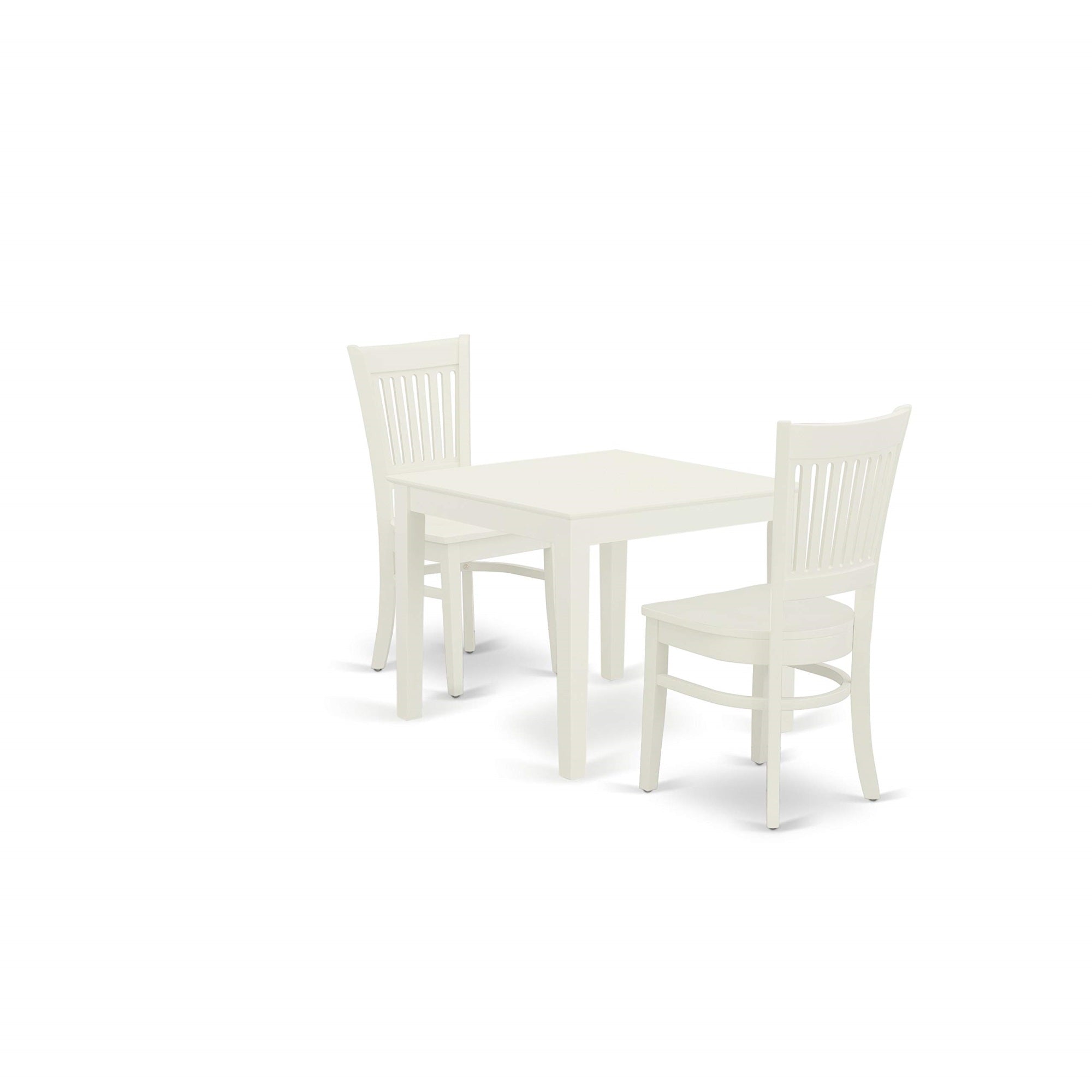 East West Furniture Oxva3-Lwh-W 3 Piece Set Contains A Square Dining Room Table And 2 Kitchen Chairs, 36X36 Inch
