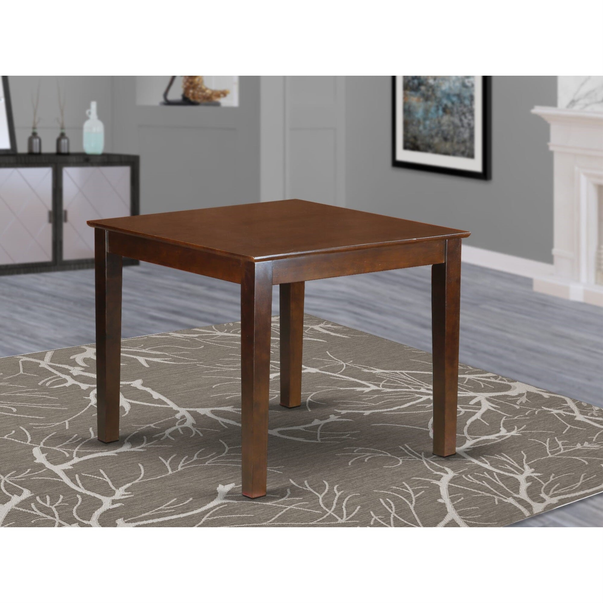 East-West Furniture Oxve3-Mah-47 - A Dining Set Of 2 Great Kitchen Chairs Using Linen Fabric Light Sable Color And A Wonderful Square Kitchen Table With Mahogany Finish
