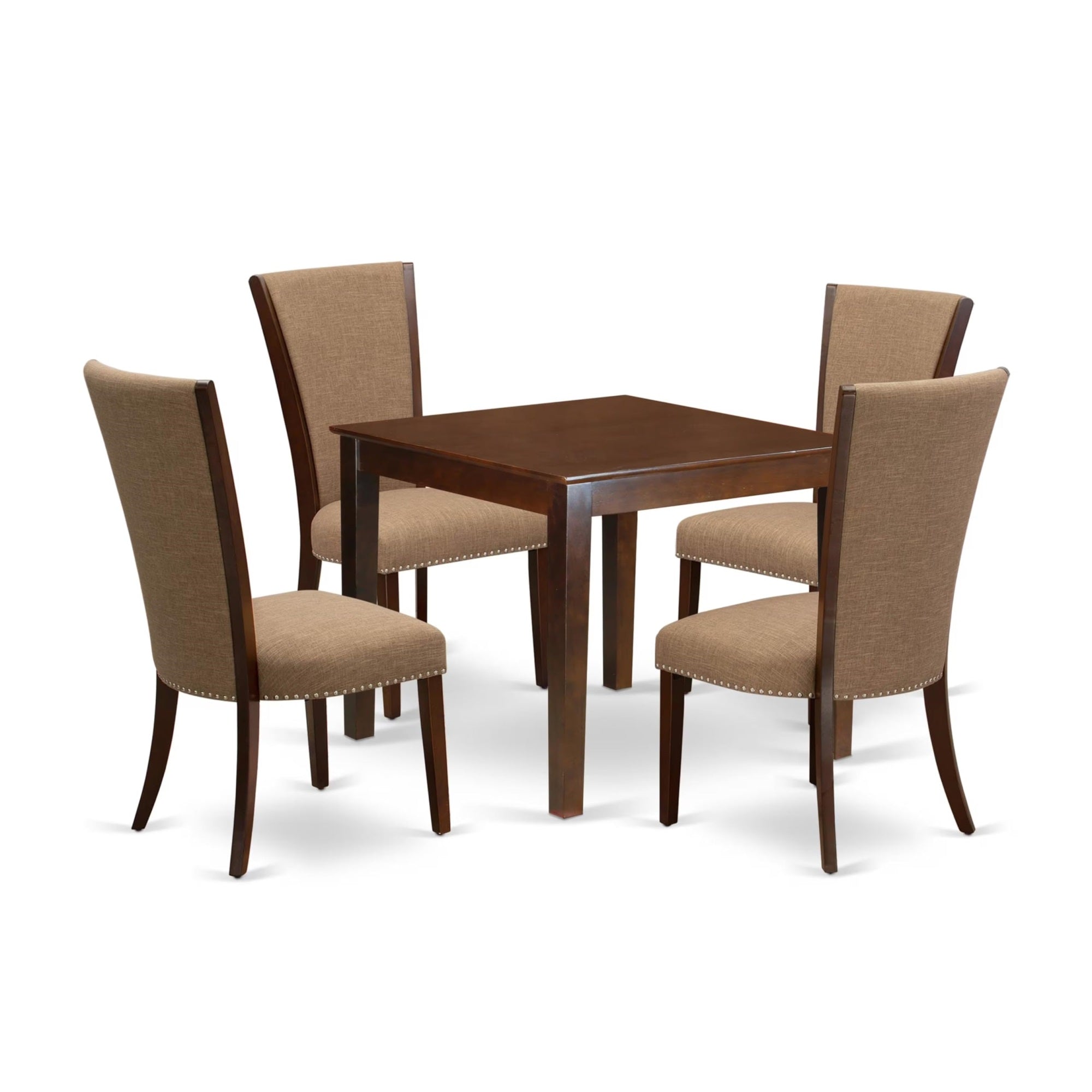 Casafoyer Oxford 5 Piece Kitchen Set For 4 Includes A Square Room Table And 4 Light Sable Linen Fabric Parsons Dining Chairs, 36X36 Inch, Oxve5-Mah-47