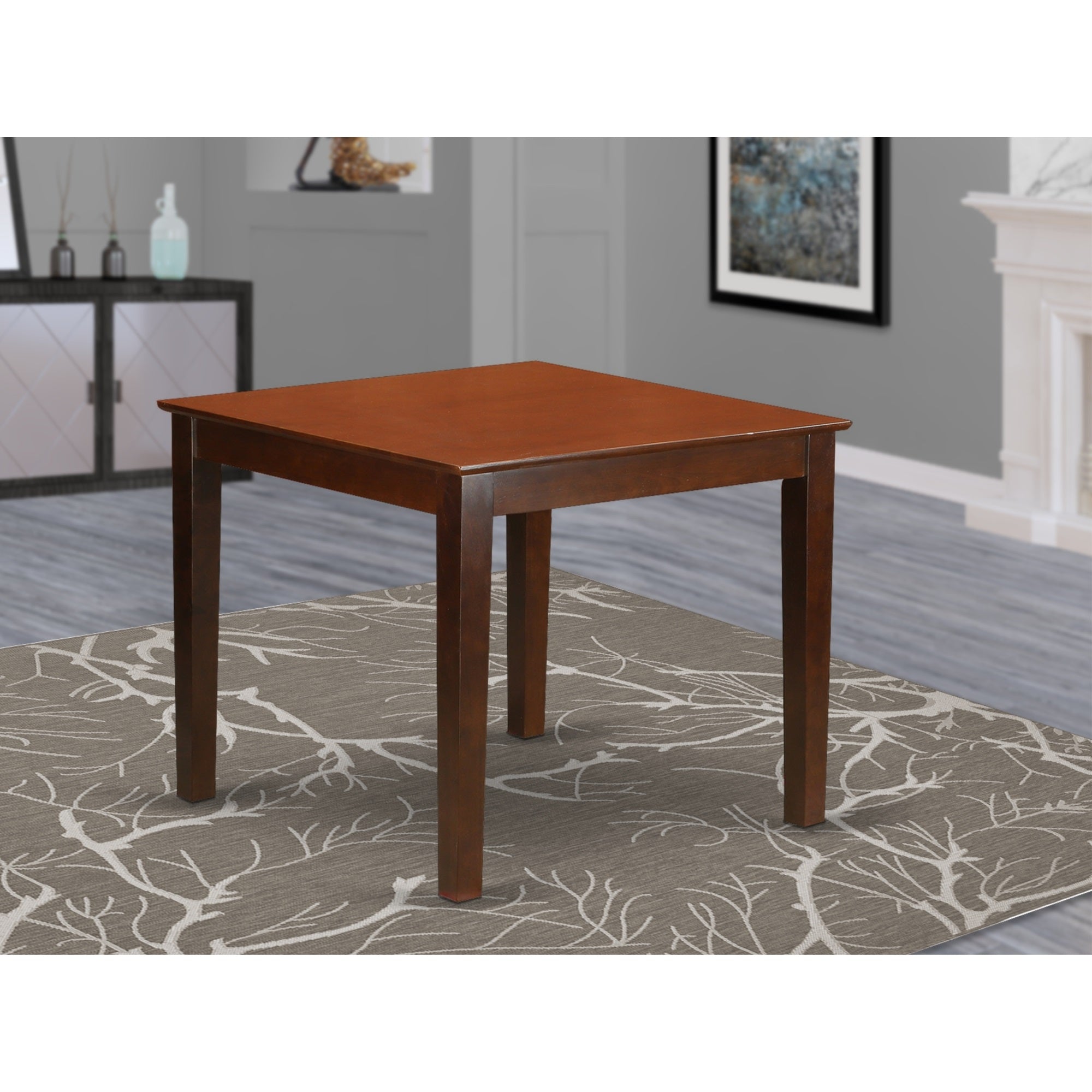 East-West Furniture Oxve5-Mah-47 - A Modern Dining Table Set Of 4 Wonderful Kitchen Dining Chairs With Linen Fabric Light Sable Color And A Lovely Dinner Table With Mahogany Finish