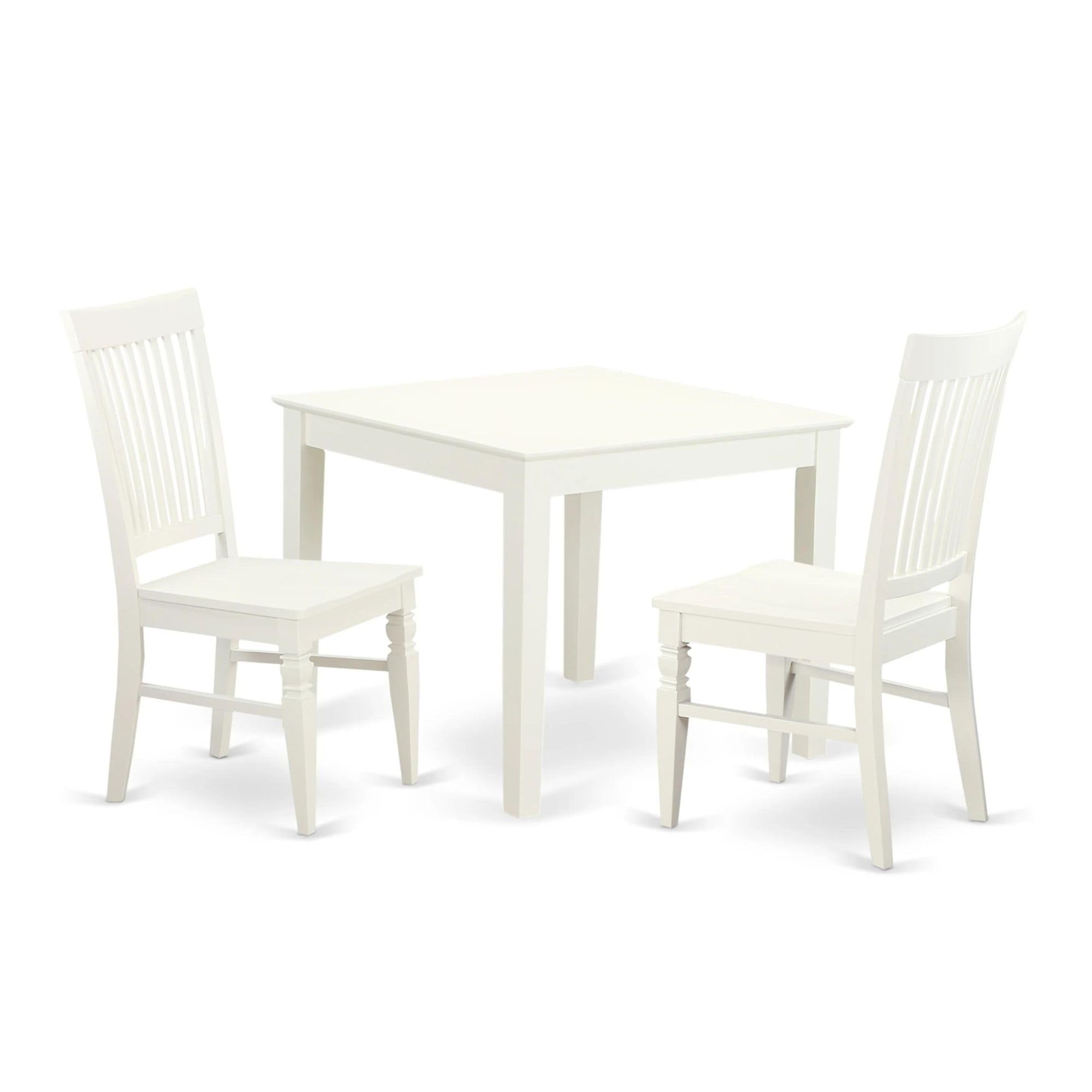 Casafoyer Oxwe3-Lwh-W 3 Piece Kitchen Table Set For Small Spaces Contains A Square Dining Table And 2 Dining Room Chairs, 36X36 Inch, Linen White