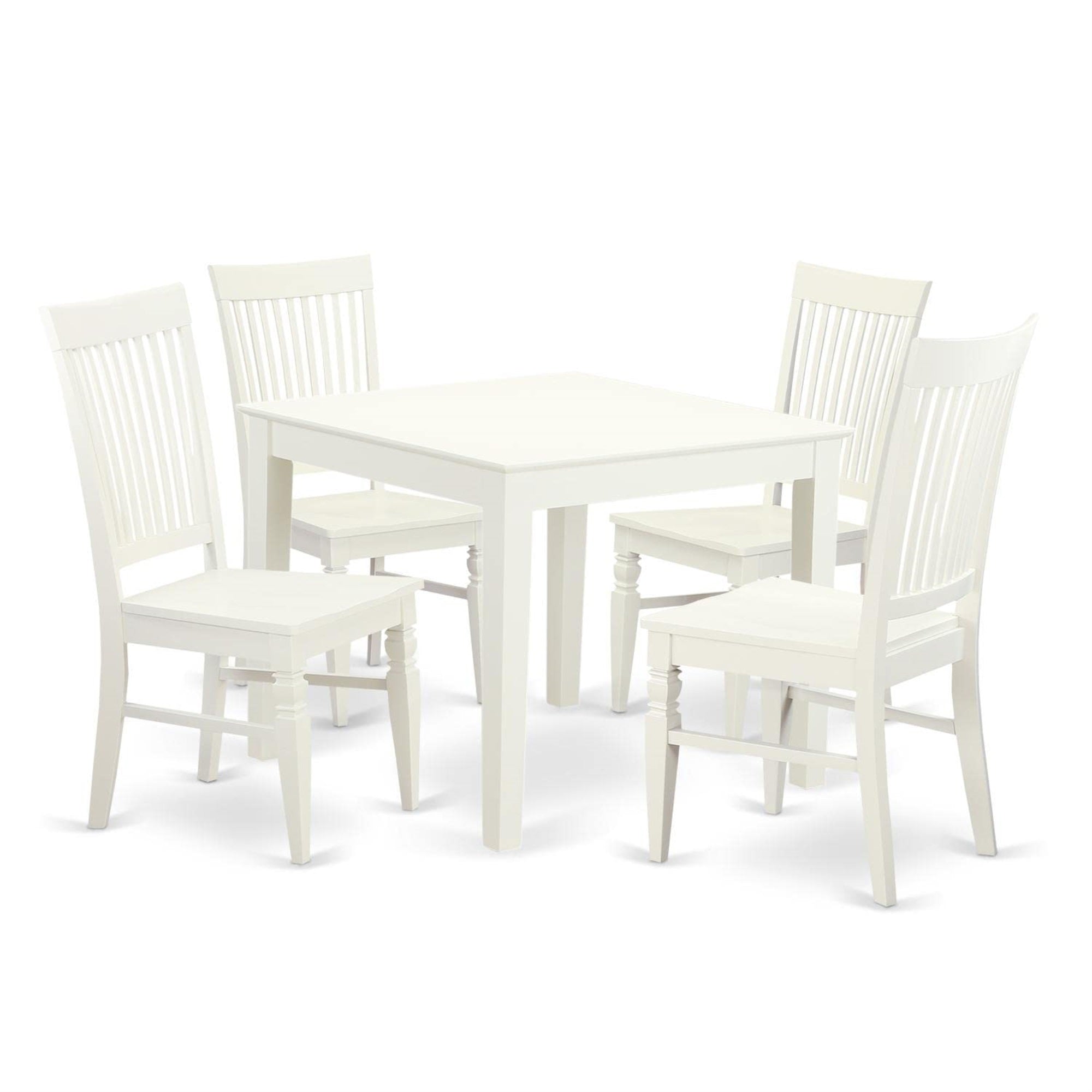 Casafoyer Oxwe5-Lwh-W 5 Piece Dining Room Table Set Includes A Square Kitchen Table And 4 Dining Chairs, 36X36 Inch, Linen White