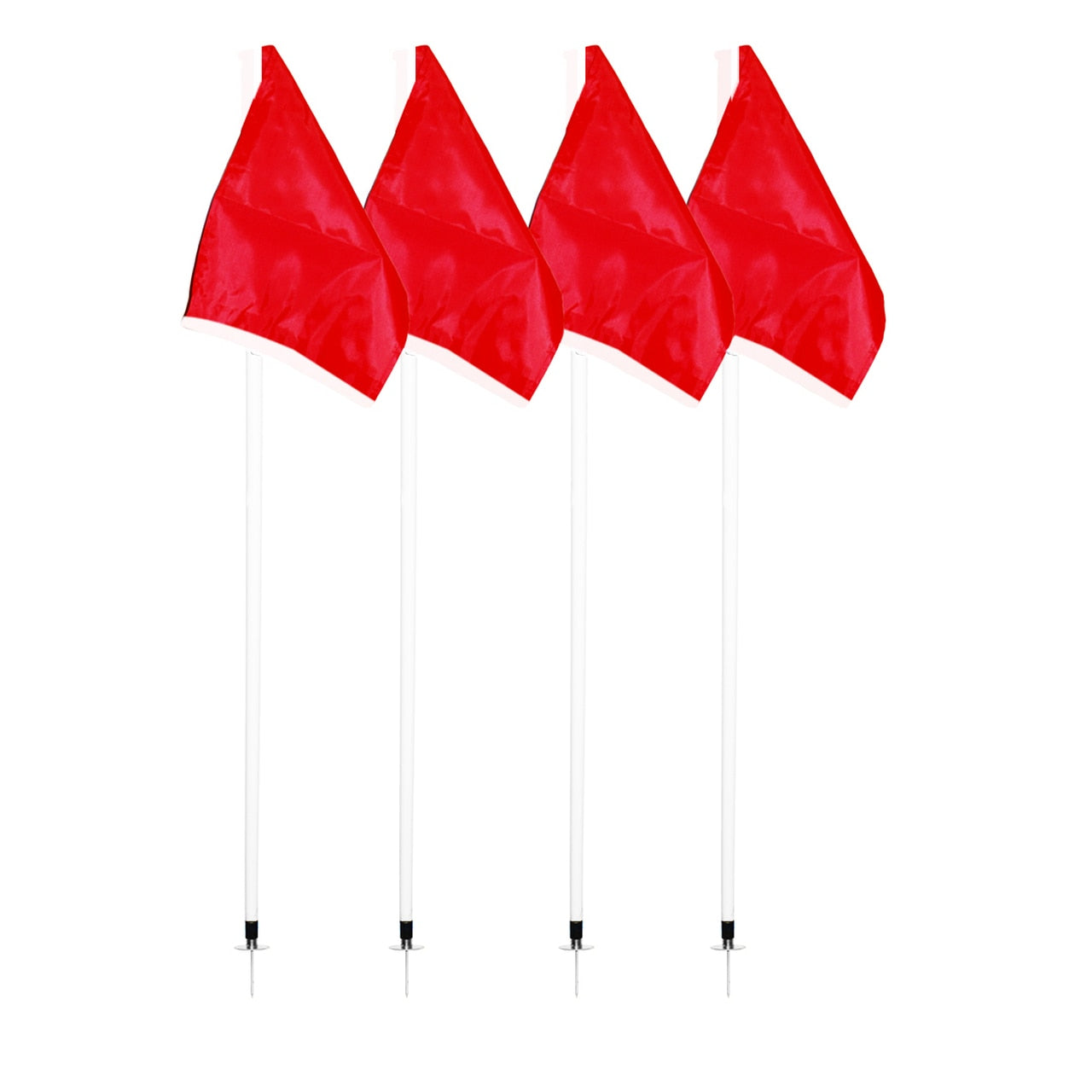 Corner Flag Set: (4) 25mm White Pole-Red Flag w/Metal Spring
