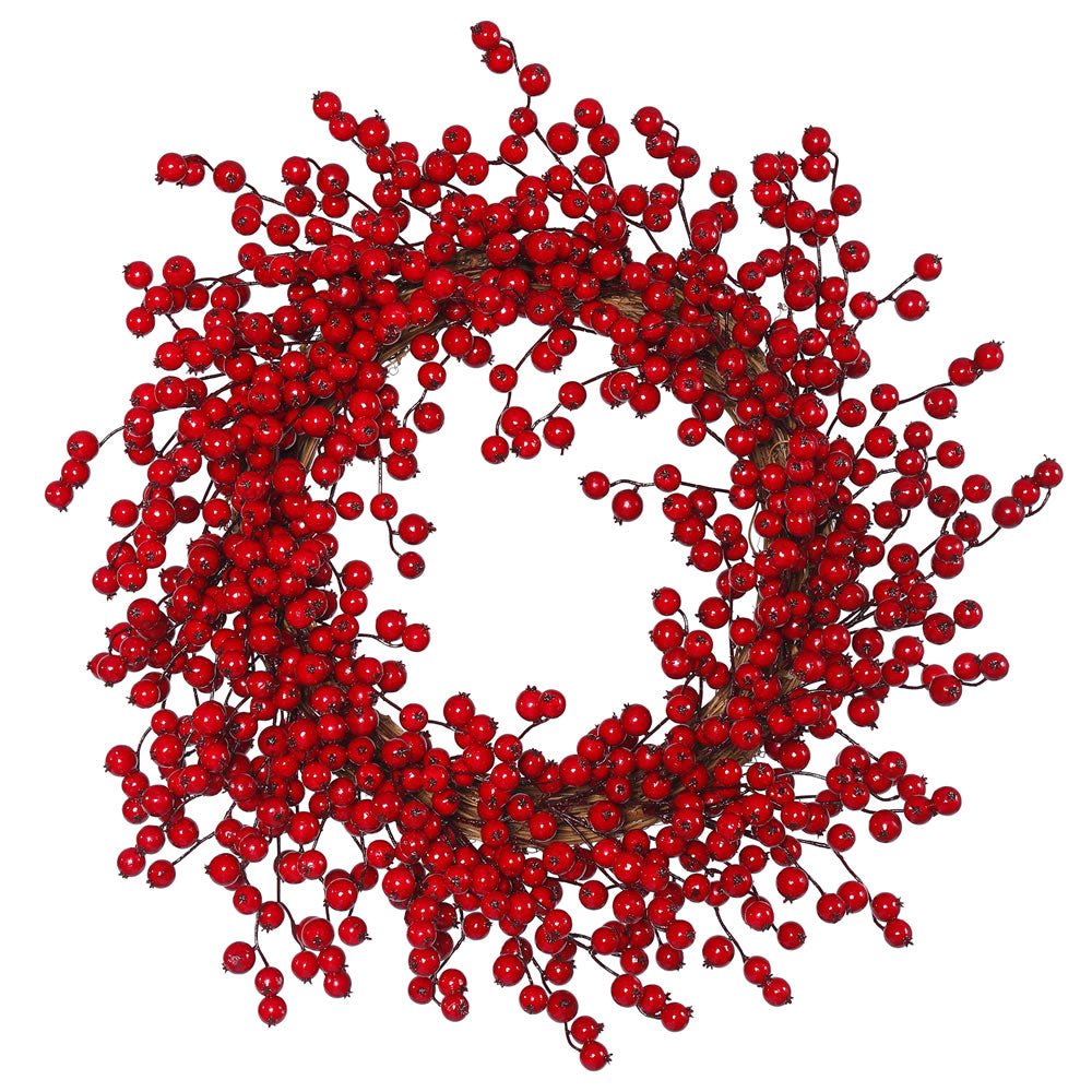Vickerman 28″ Red Gooseberry Outdoor Wreath - P152528