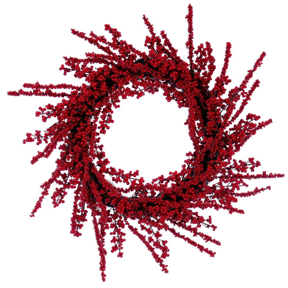 28” Mixed Red & Dark Red Berry Wreath