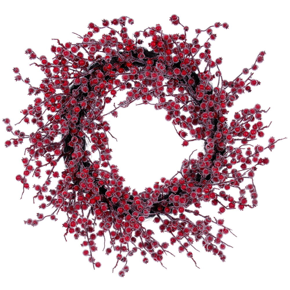 28” Winter Icy Red Berry Wreath
