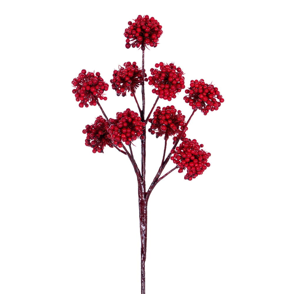 14” Red Pom Pom Berry Pick 6/Bag