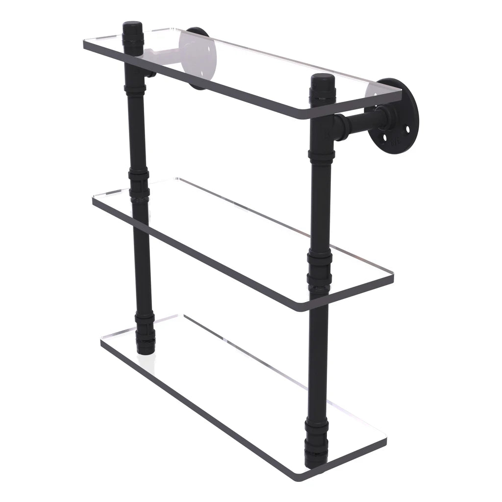 Pipeline Collection 22 Inch Triple Glass Shelf - P-440-22-Tgs-Bkm