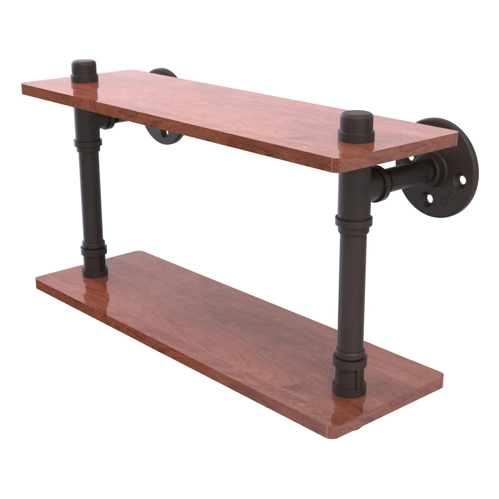 Pipeline Collection 16 Inch Ironwood Double Shelf - P-470-16-Dws-Orb