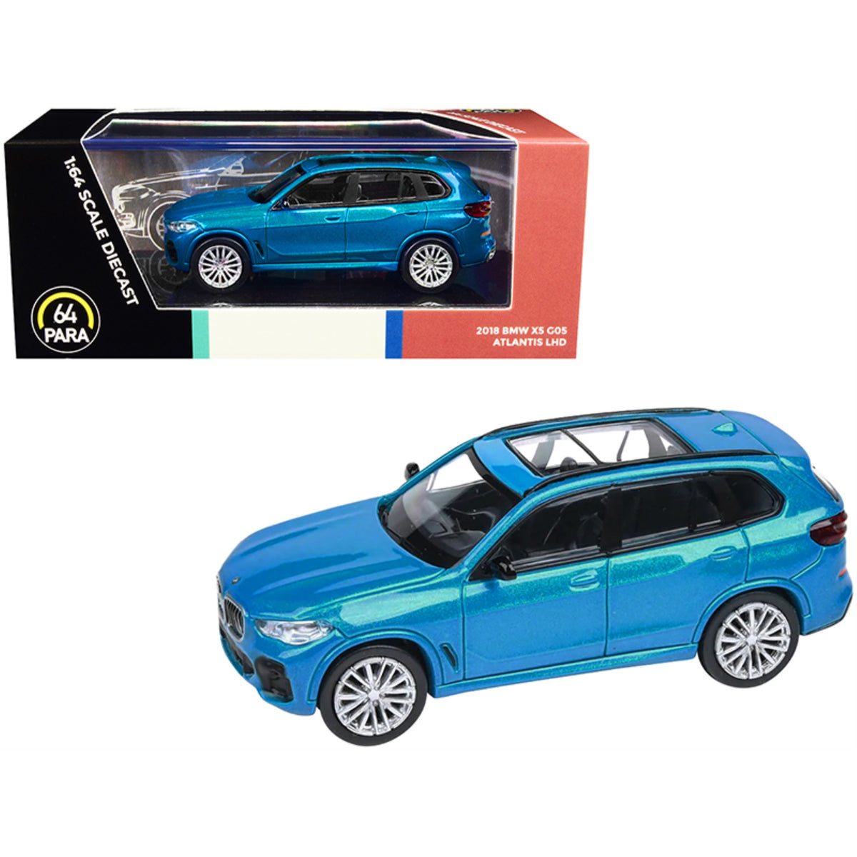 2018 Bmw X5 G05 With Sunroof Atlantis Blue Metallic 1/64 Diecast Model Car By Paragon Models