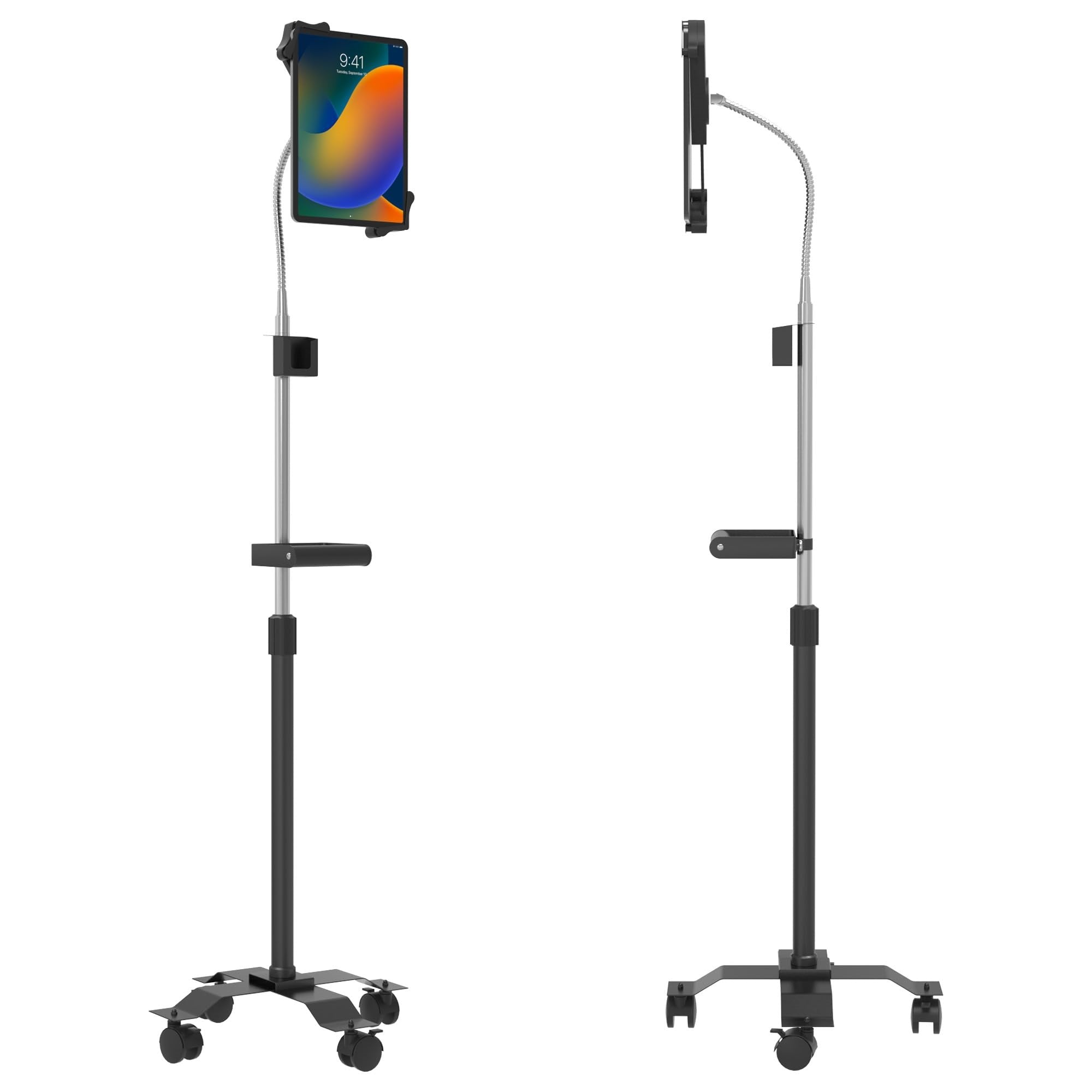 Compact Gooseneck Floor Stand with Handle for 7-13-Inch Tablets