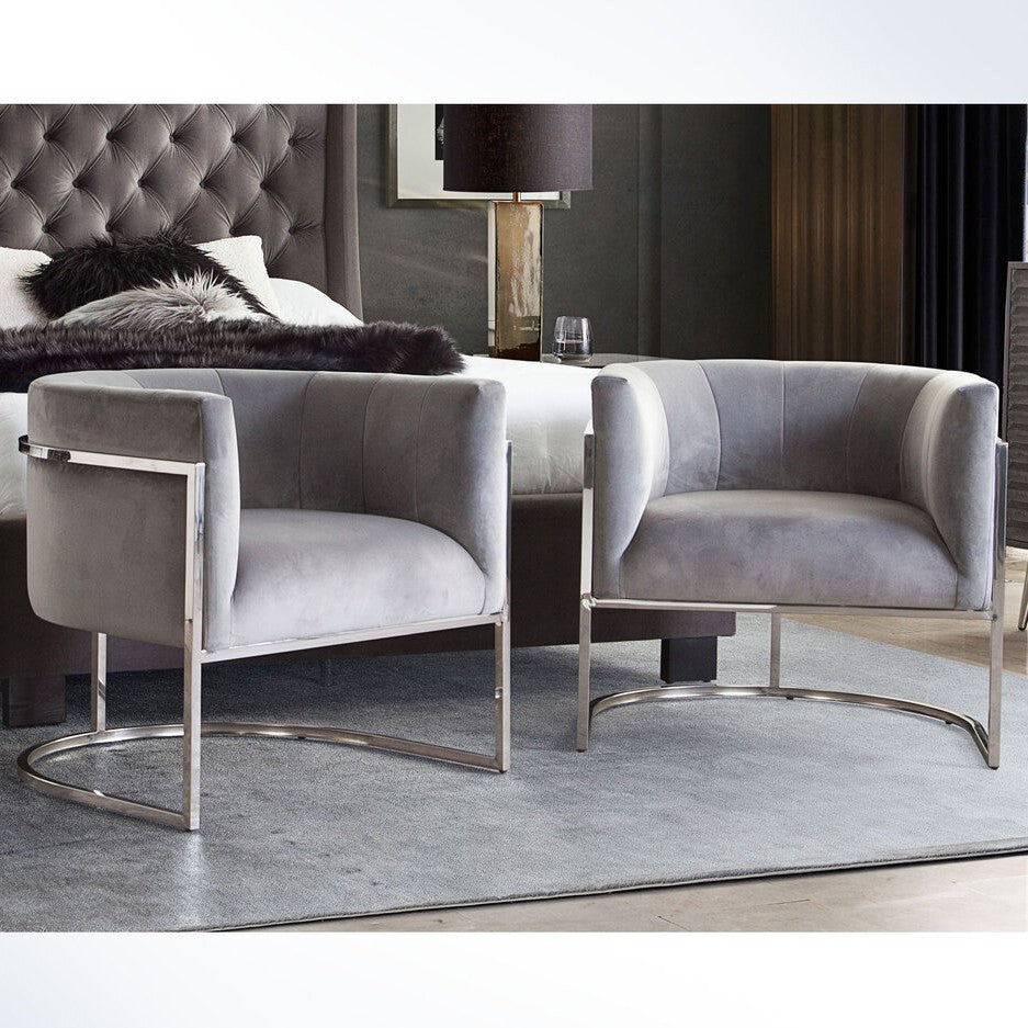 Pandora Accent Chair In Cream Velvet With Polished Gold Stainless Steel Frame By Diamond Sofa