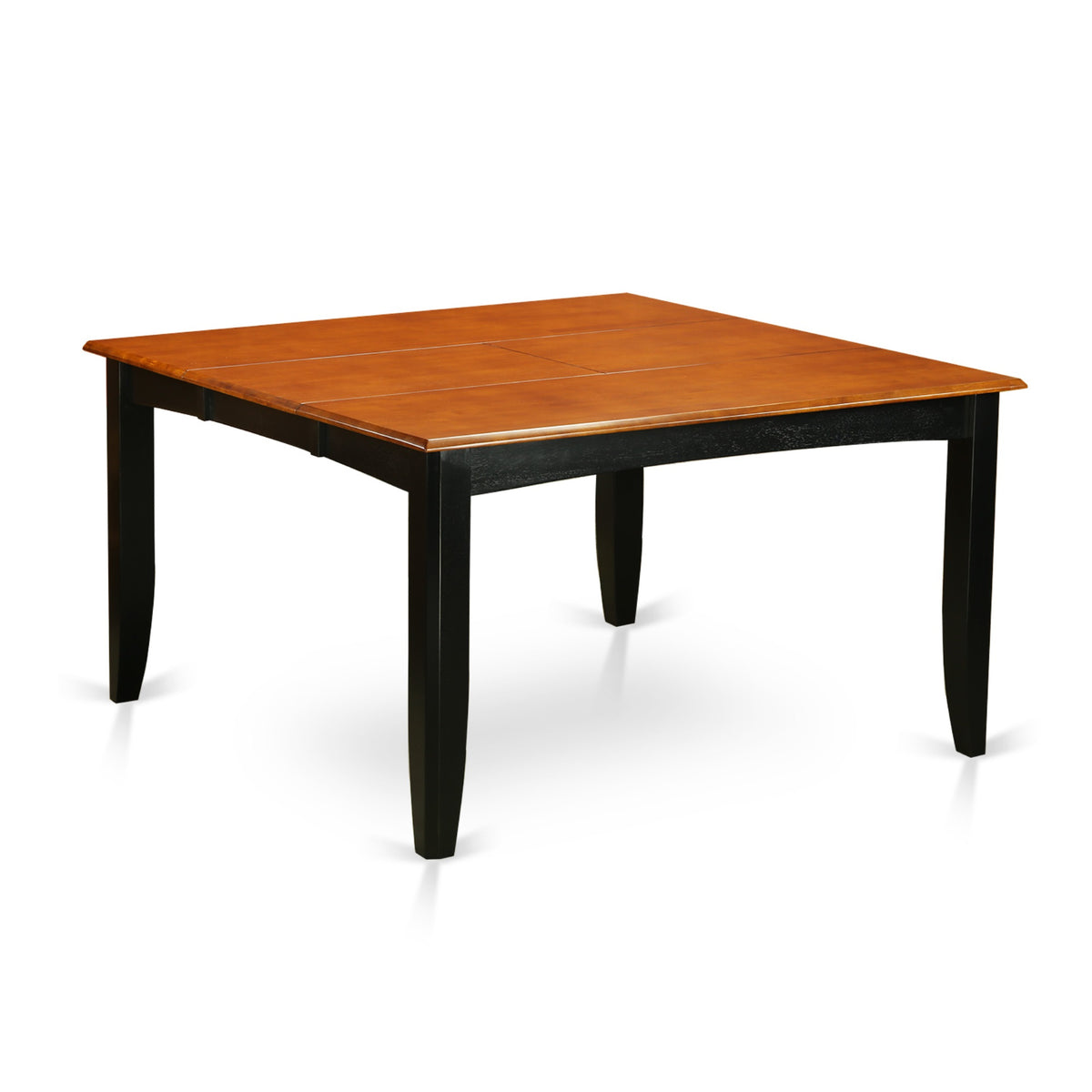5 Pc Dining Set - Square Table With Leaf And 4 Chairs , Traditional Style , Black & Cherry Tone , Sleek Design With Beveled Edges , Sturdy Corner Posts