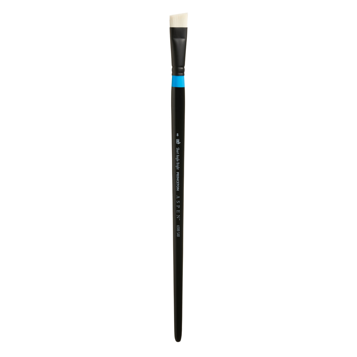 Princeton Artist Brush Co. Aspen Series 6500 - Long Handled Short Angle Bright Size 8 - Single Synthetic Angled Oil And Acrylic 