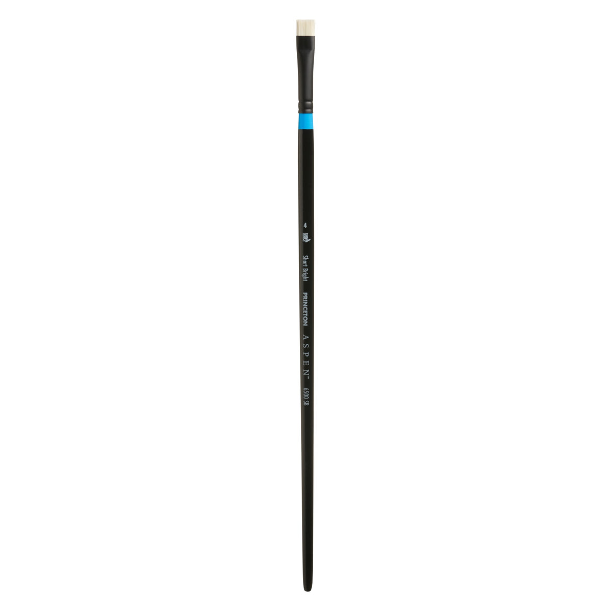 Princeton Artist Brush Co. Aspen Series 6500 - Long Handled Short Bright Size 4 - Single Synthetic Oil And Acrylic Paint Brush F